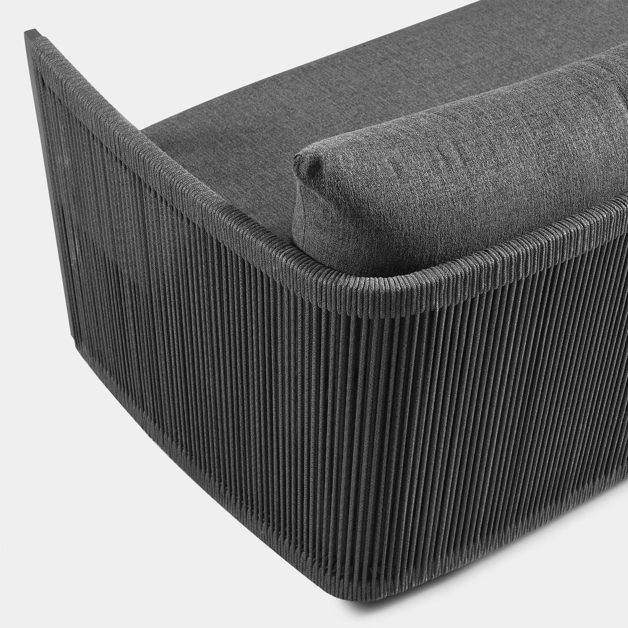 Harbour Antigua 2 Seat 1 Arm Right - Aluminum Asteroid, Riviera Slate, Rope Dark Gray