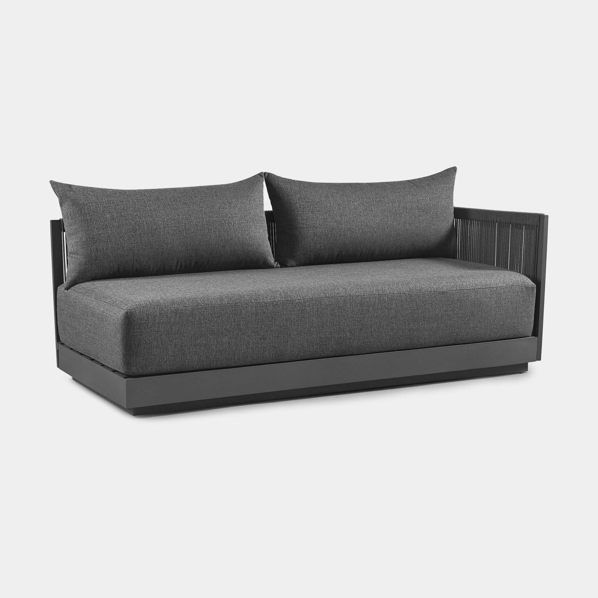 Harbour Antigua 2 Seat 1 Arm Right - Aluminum Asteroid, Siesta Indigo, Rope Dark Gray