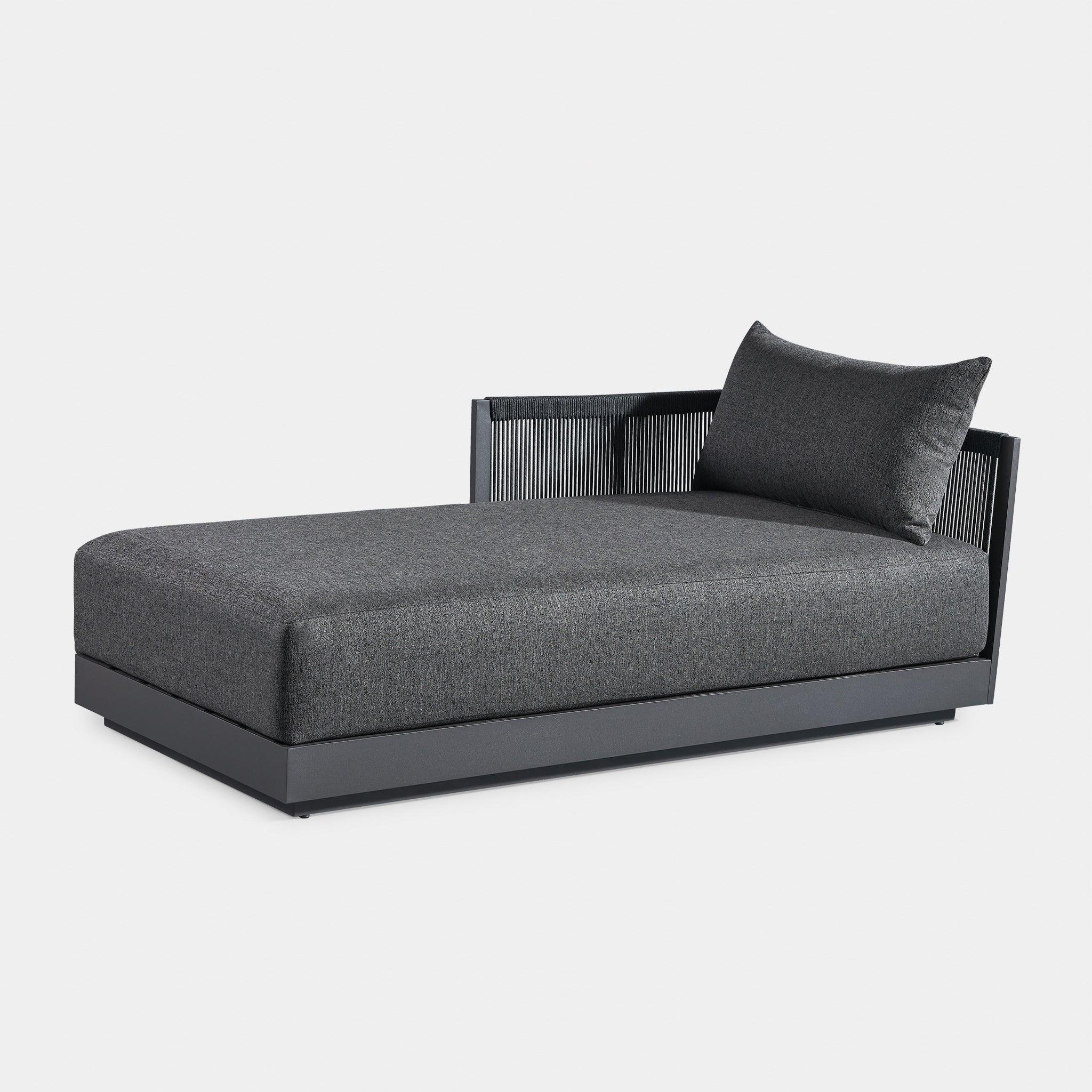 Harbour Antigua Chaise Left - Aluminum Asteroid, Lisos Grafito, Rope Dark Gray