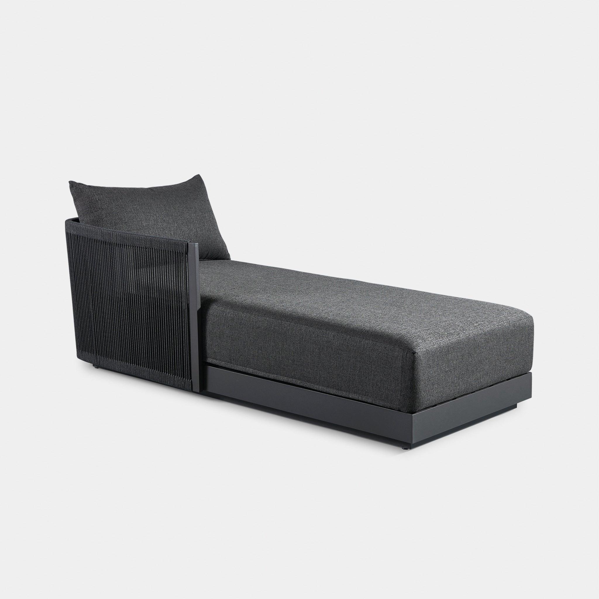 Harbour Antigua Chaise Left - Aluminum Asteroid, Lisos Grafito, Rope Dark Gray