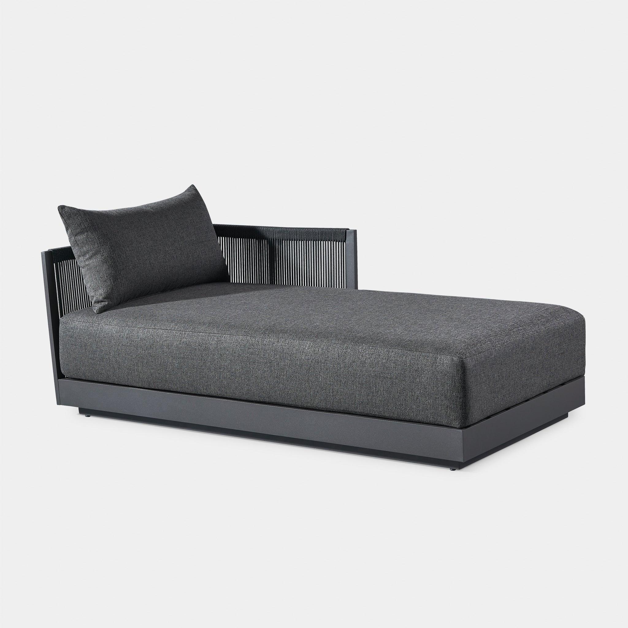 Harbour Antigua Chaise Right - Aluminum Asteroid, Lisos Piedra, Rope Dark Gray