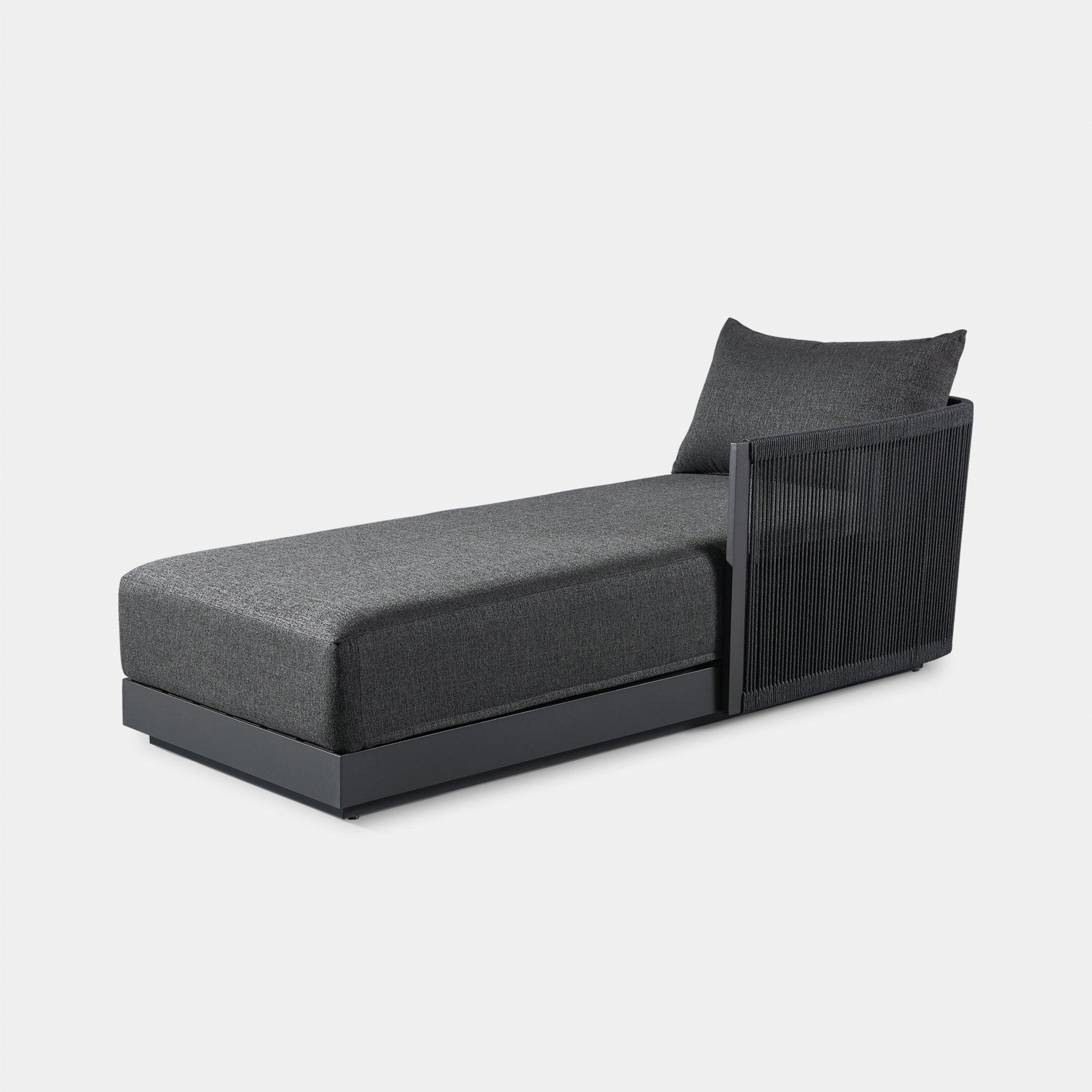 Harbour Antigua Chaise Right - Aluminum Asteroid, Lisos Piedra, Rope Dark Gray