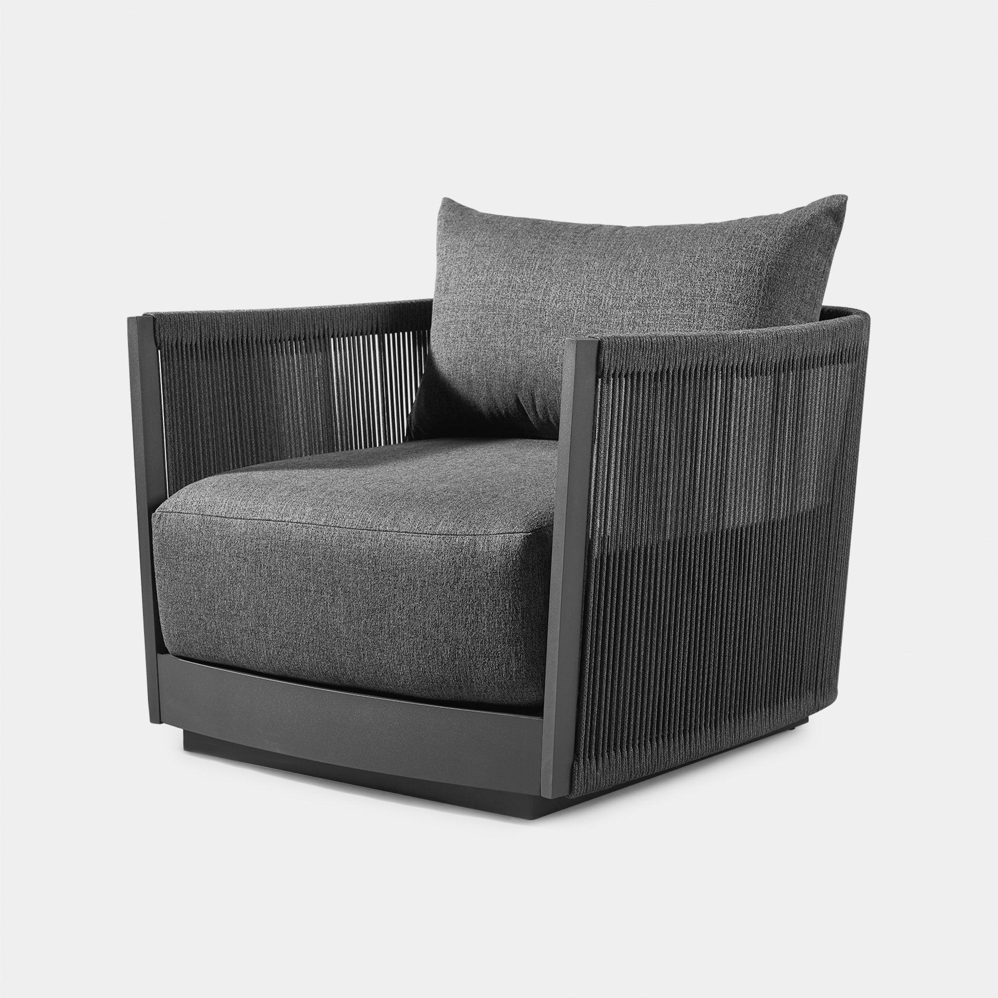 Harbour Antigua Lounge Chair - Aluminum Asteroid, Lisos Grafito, Rope Dark Gray