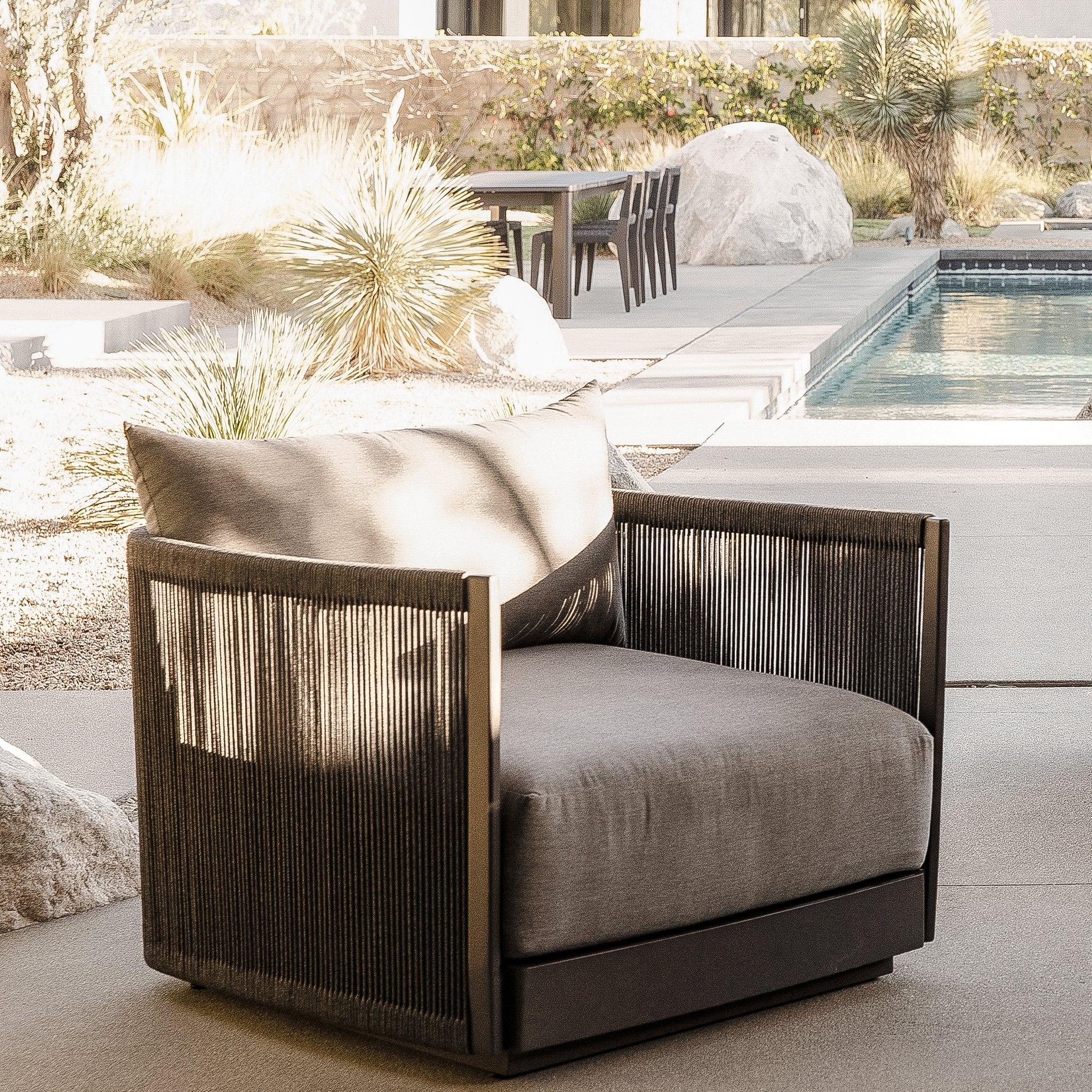 Harbour Antigua Lounge Chair - Aluminum Asteroid, Lisos Grafito, Rope Dark Gray