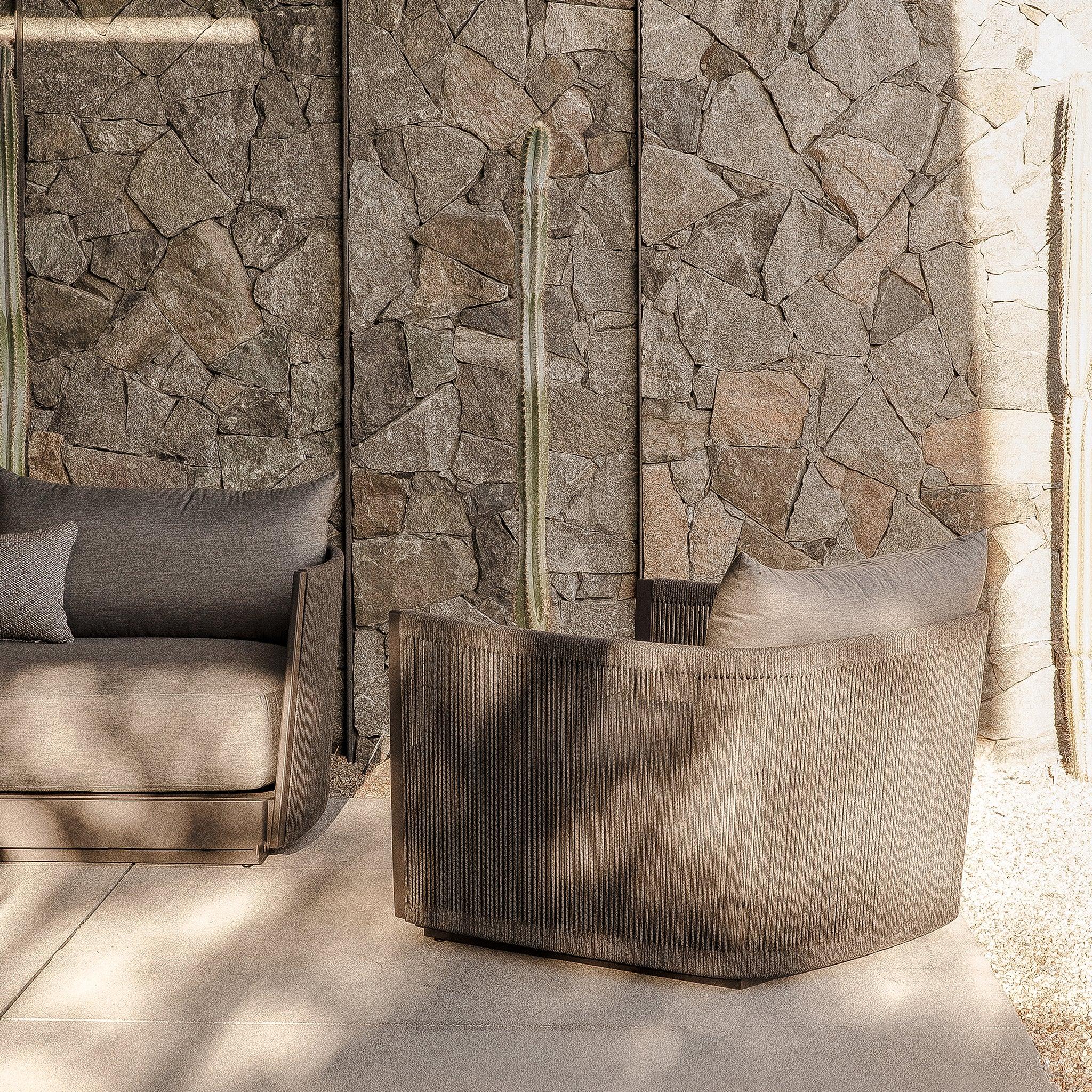 Harbour Antigua Lounge Chair - Aluminum Asteroid, Riviera Stone, Rope Dark Gray