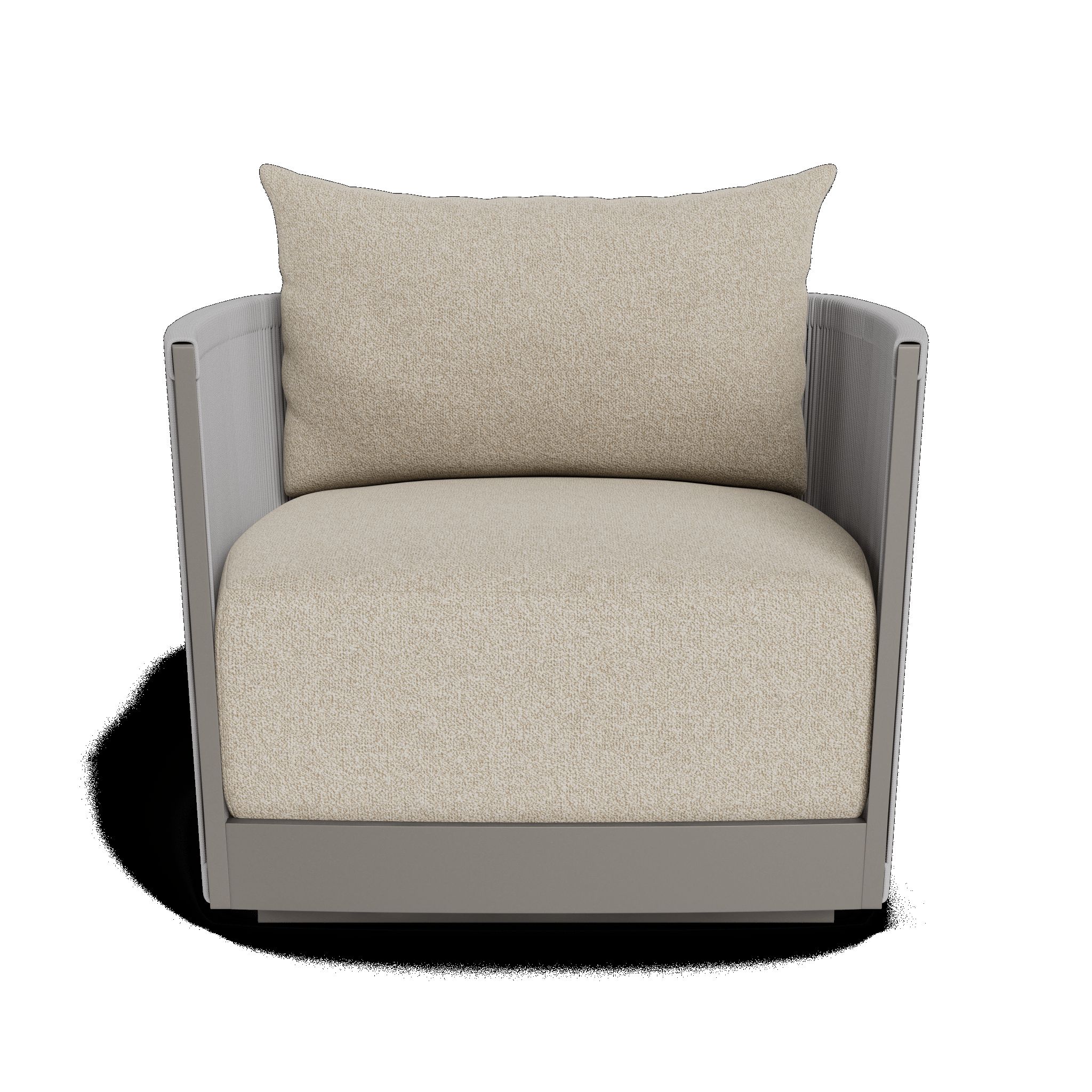 Harbour Antigua Swivel Lounge Chair - Aluminum Asteroid, Lisos Piedra, Rope Dark Gray