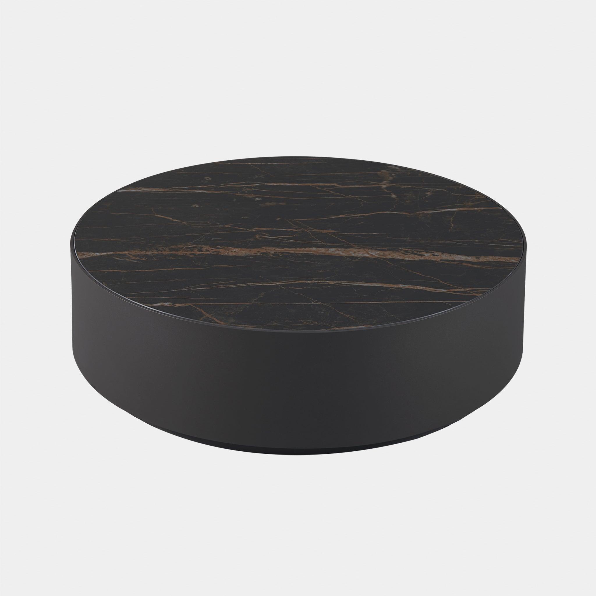 Harbour Antigua Round Coffee Table - Aluminum Asteroid, Laminam Noir