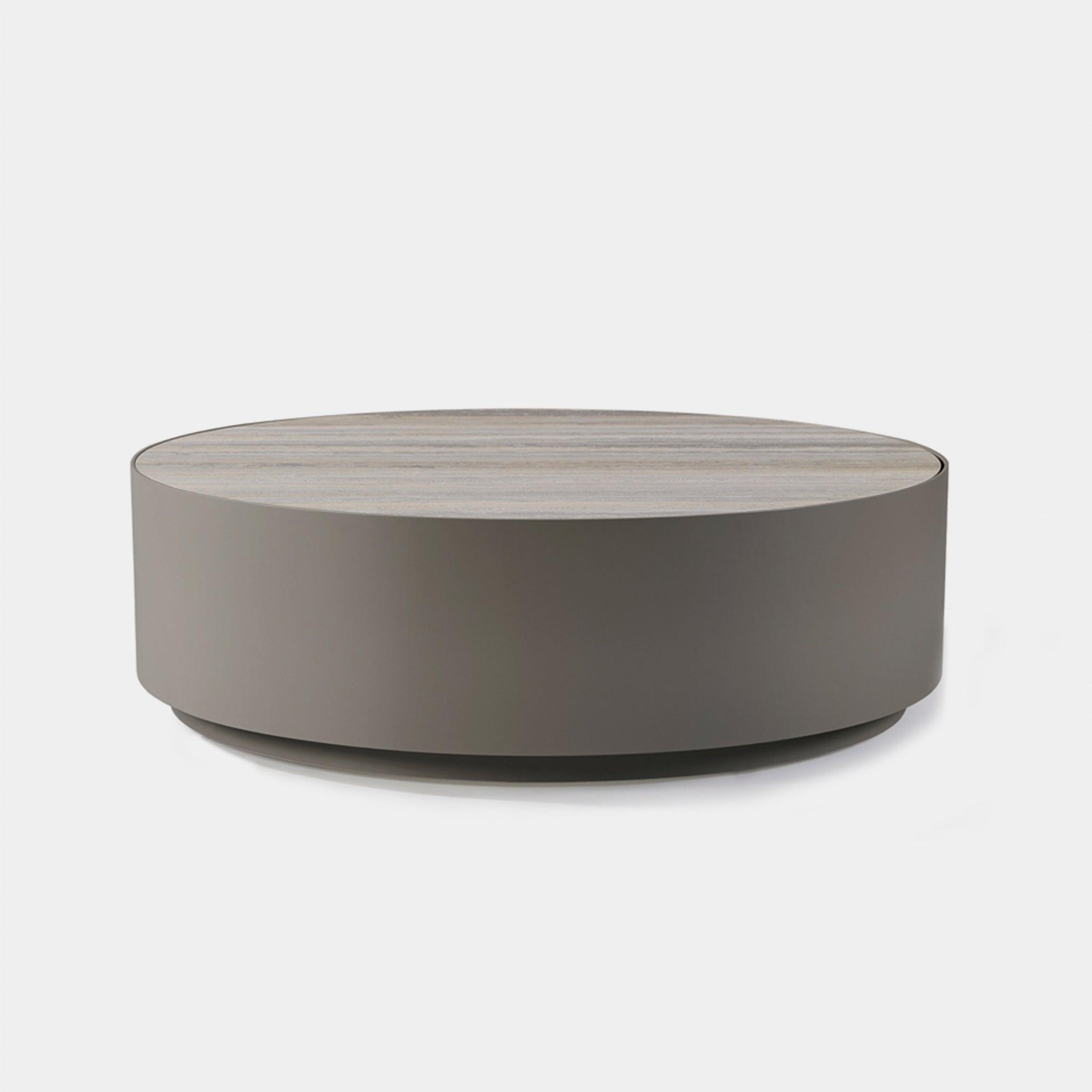 Harbour Antigua Round Coffee Table - Aluminum Asteroid, Laminam Noir