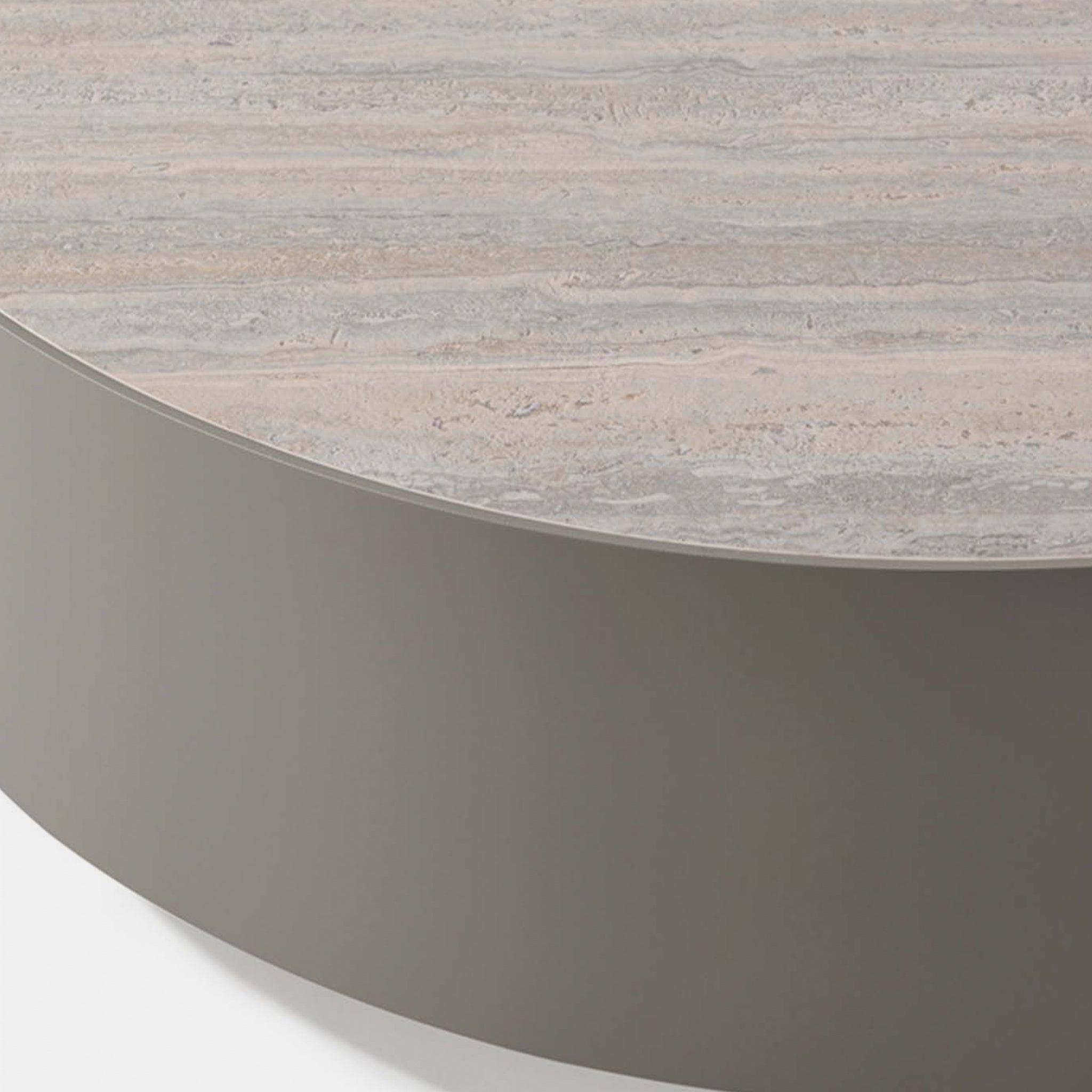 Harbour Antigua Round Coffee Table - Aluminum Taupe, Laminam Grigio