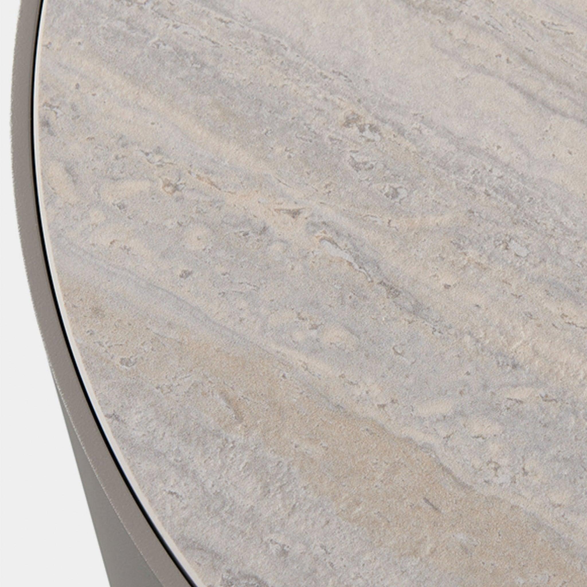 Harbour Antigua Round Side Table - Aluminum Taupe, Laminam Grigio