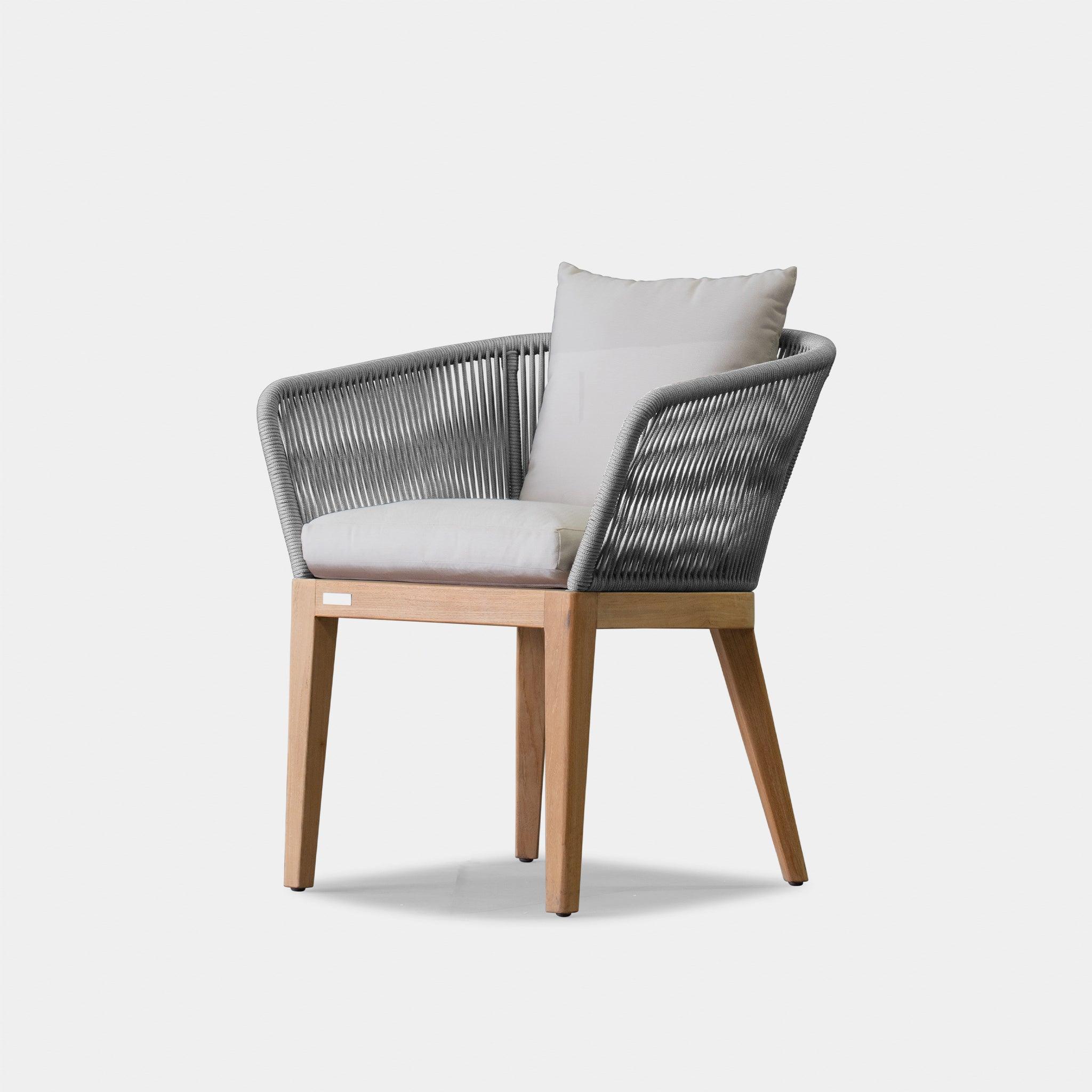 Harbour Avalon Dining Chair - Teak Natural, Lisos Grafito, Rope Dark Gray