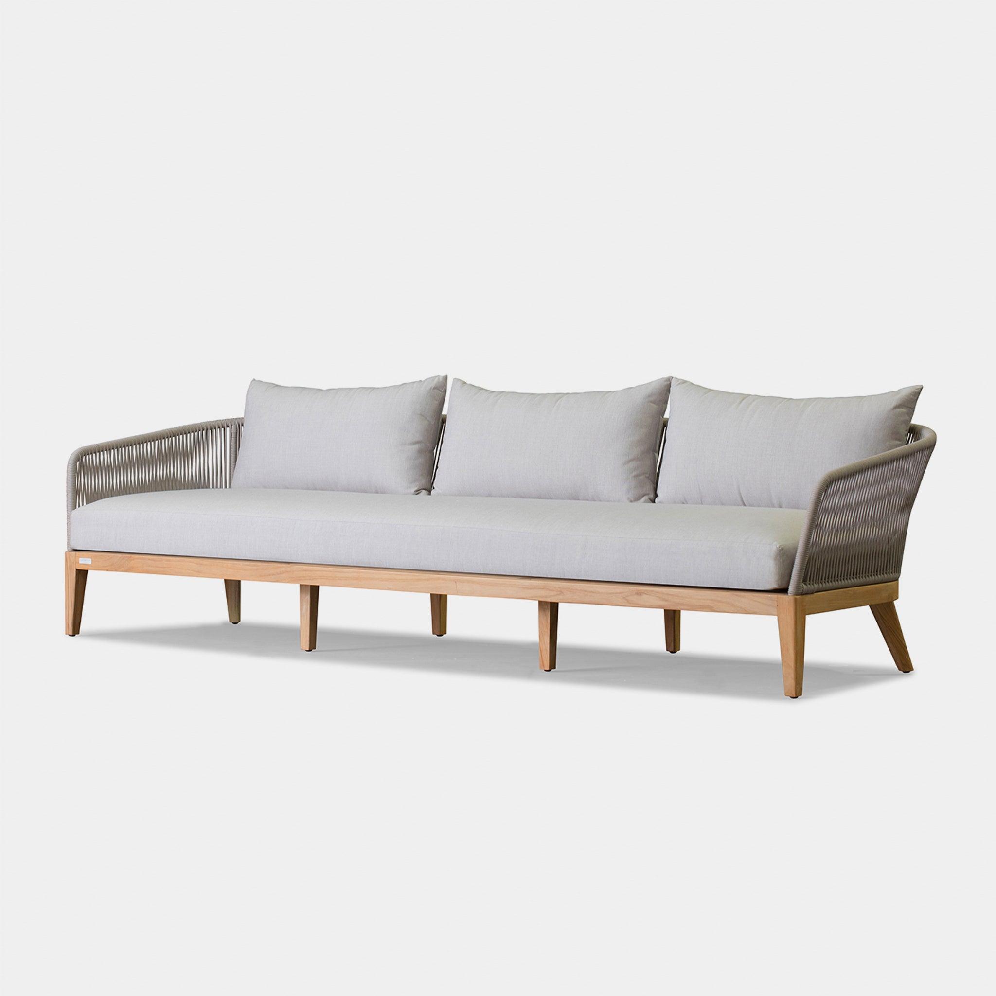 Harbour Avalon 3 Seat Sofa - Teak Natural, Canvas Natural, Rope Light Gray