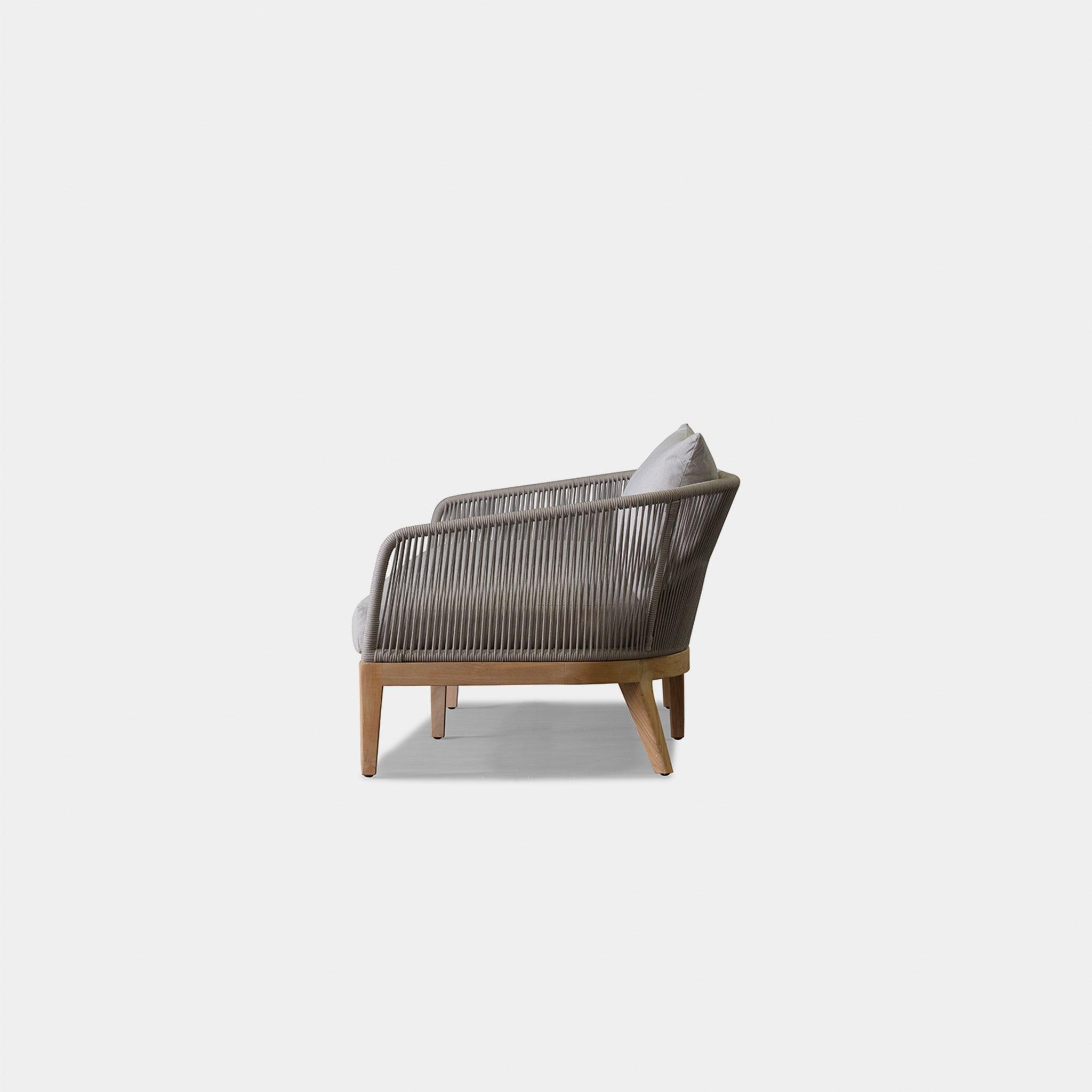 Harbour Avalon 3 Seat Sofa - Teak Natural, Canvas Natural, Rope Light Gray