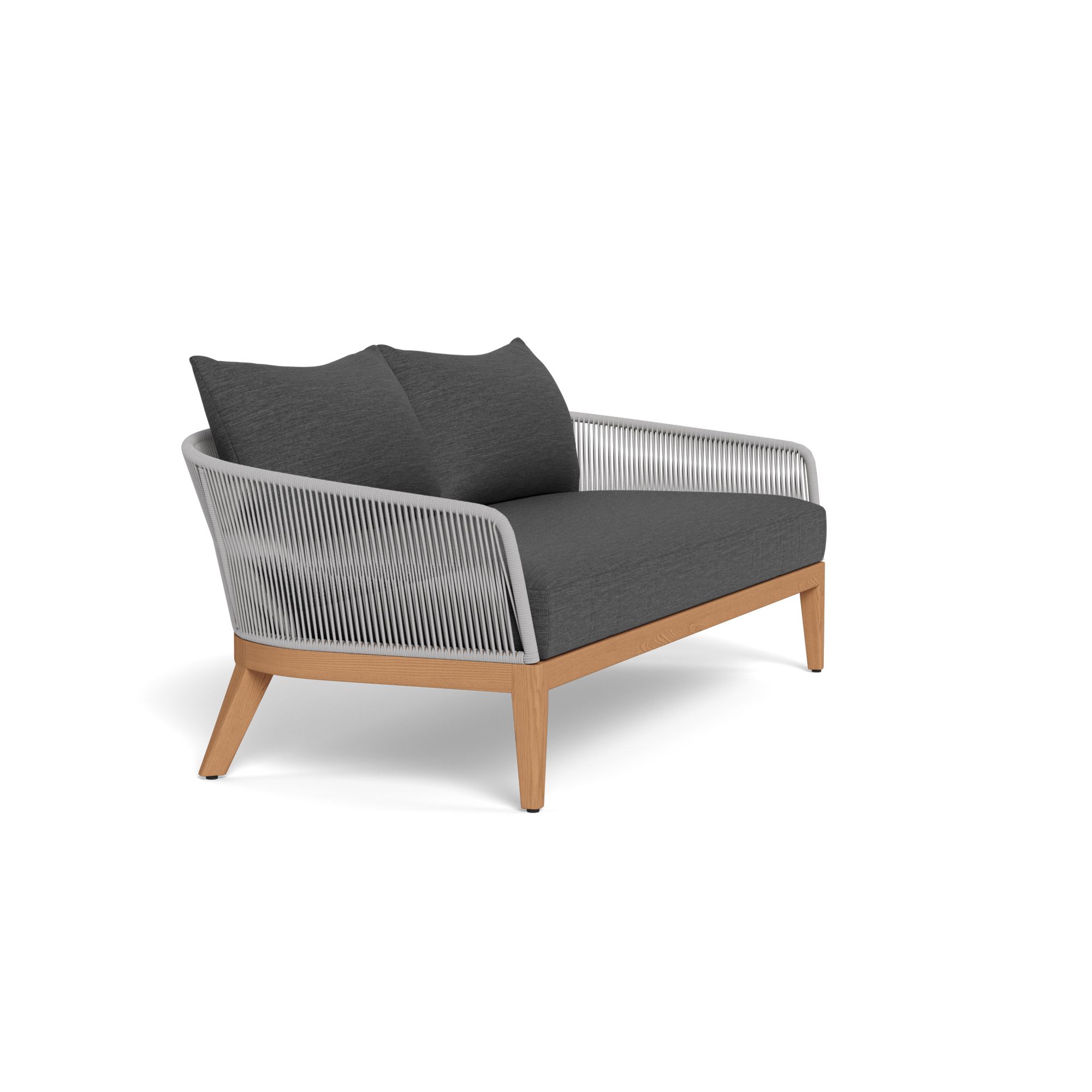 Harbour Avalon 2 Seat Sofa - Teak Natural, Lisos Grafito, Rope Light Gray