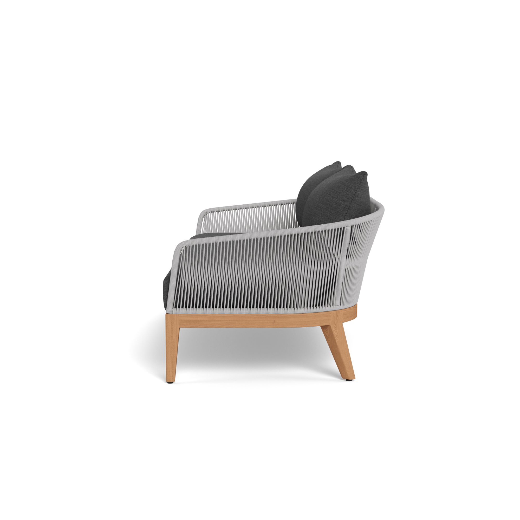 Harbour Avalon 2 Seat Sofa - Teak Natural, Lisos Grafito, Rope Light Gray