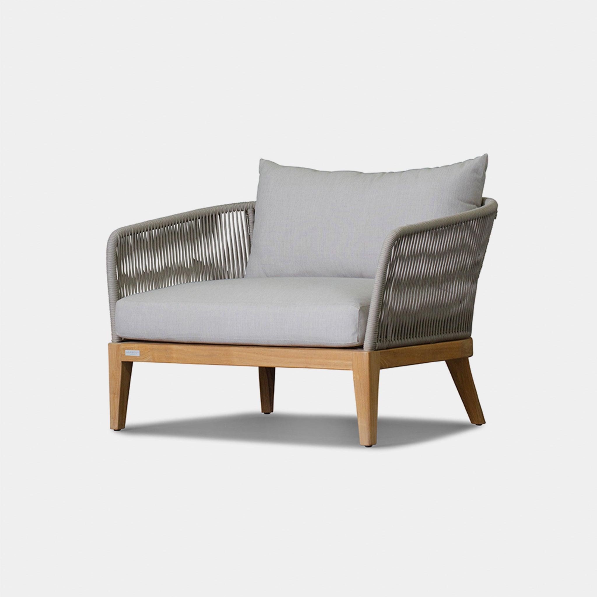 Harbour Avalon Lounge Chair - Teak Natural, Lisos Grafito, Rope Light Gray