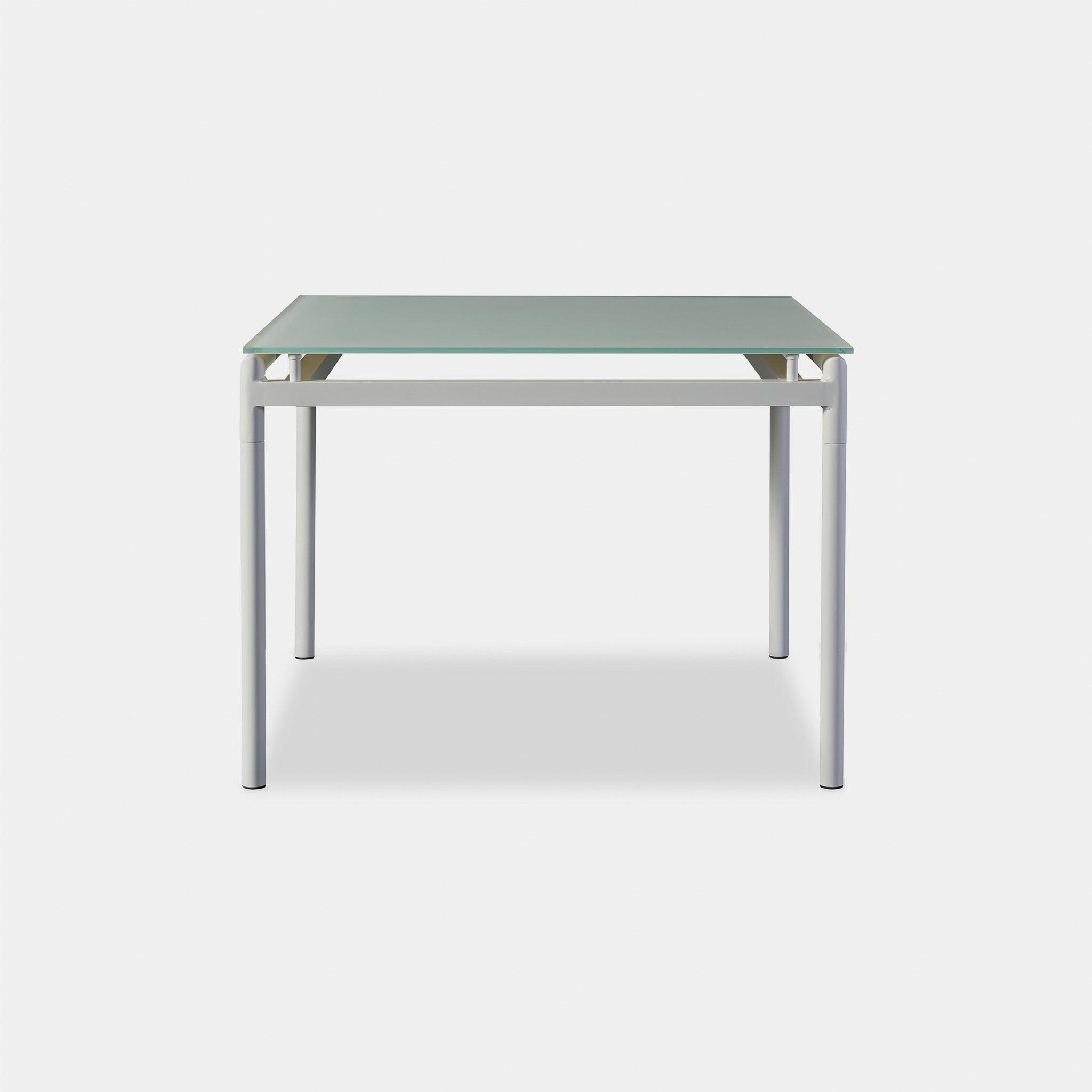 Harbour Breeze Glass Dining Table 39" - Aluminum Asteroid, Glass Taupe