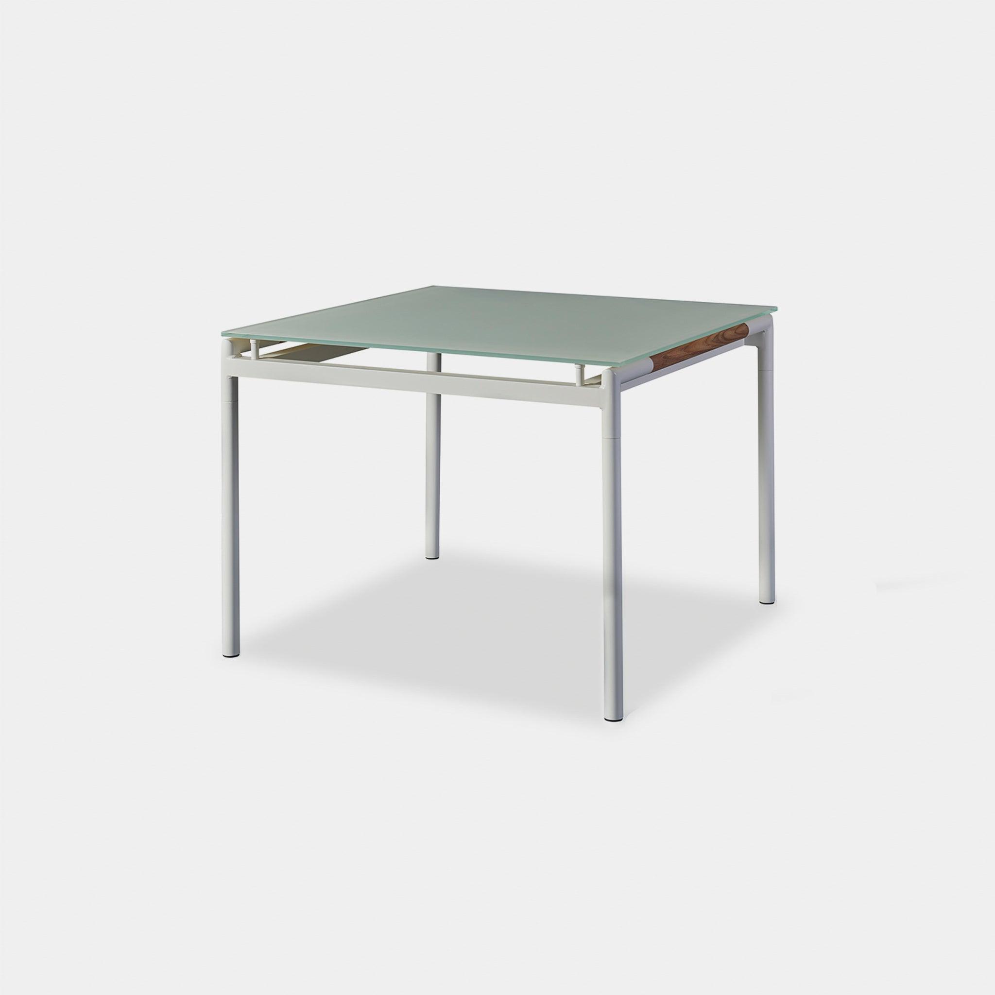 Harbour Breeze Glass Dining Table 39" - Aluminum Asteroid, Glass Taupe