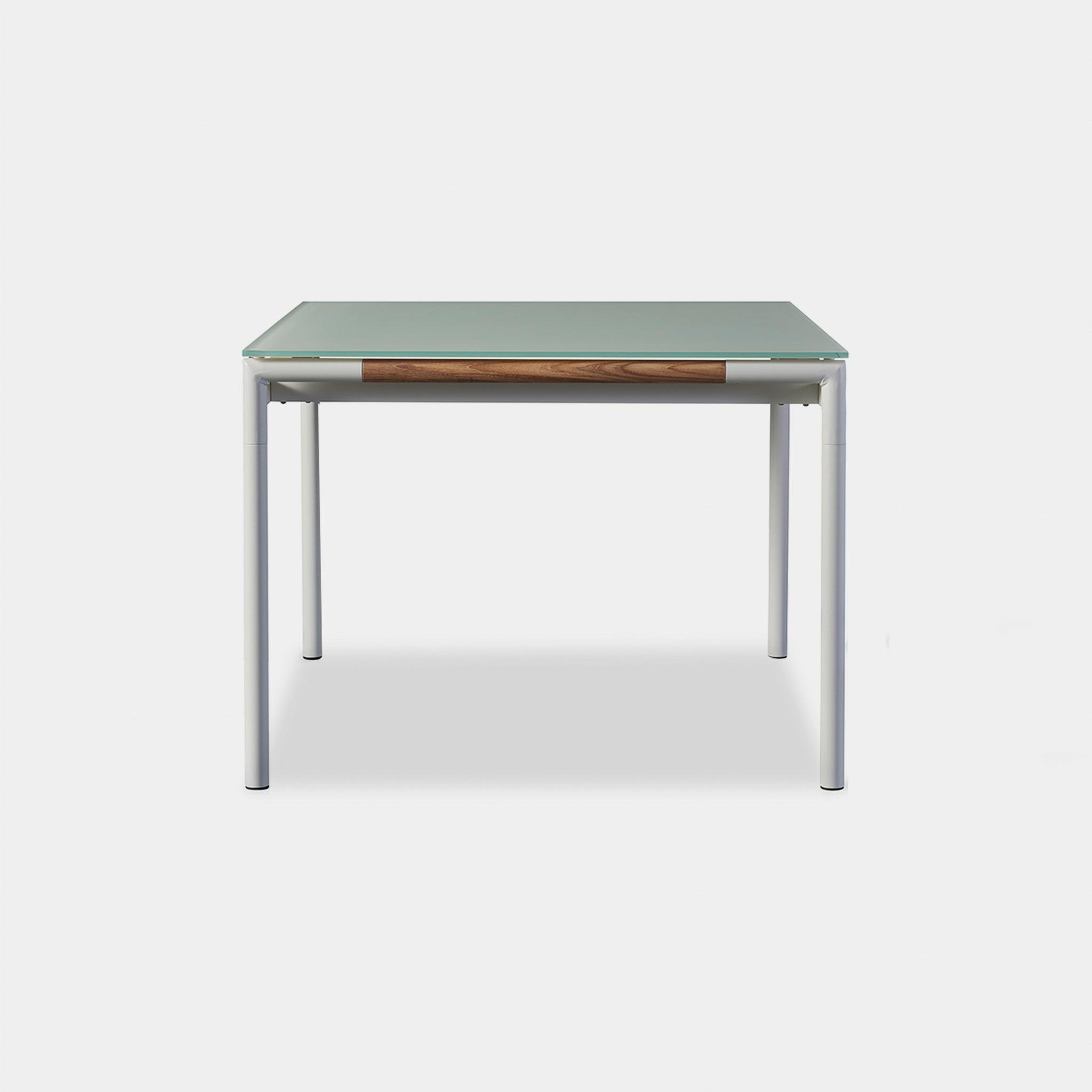 Harbour Breeze Glass Dining Table 39" - Aluminum Asteroid, Glass Taupe