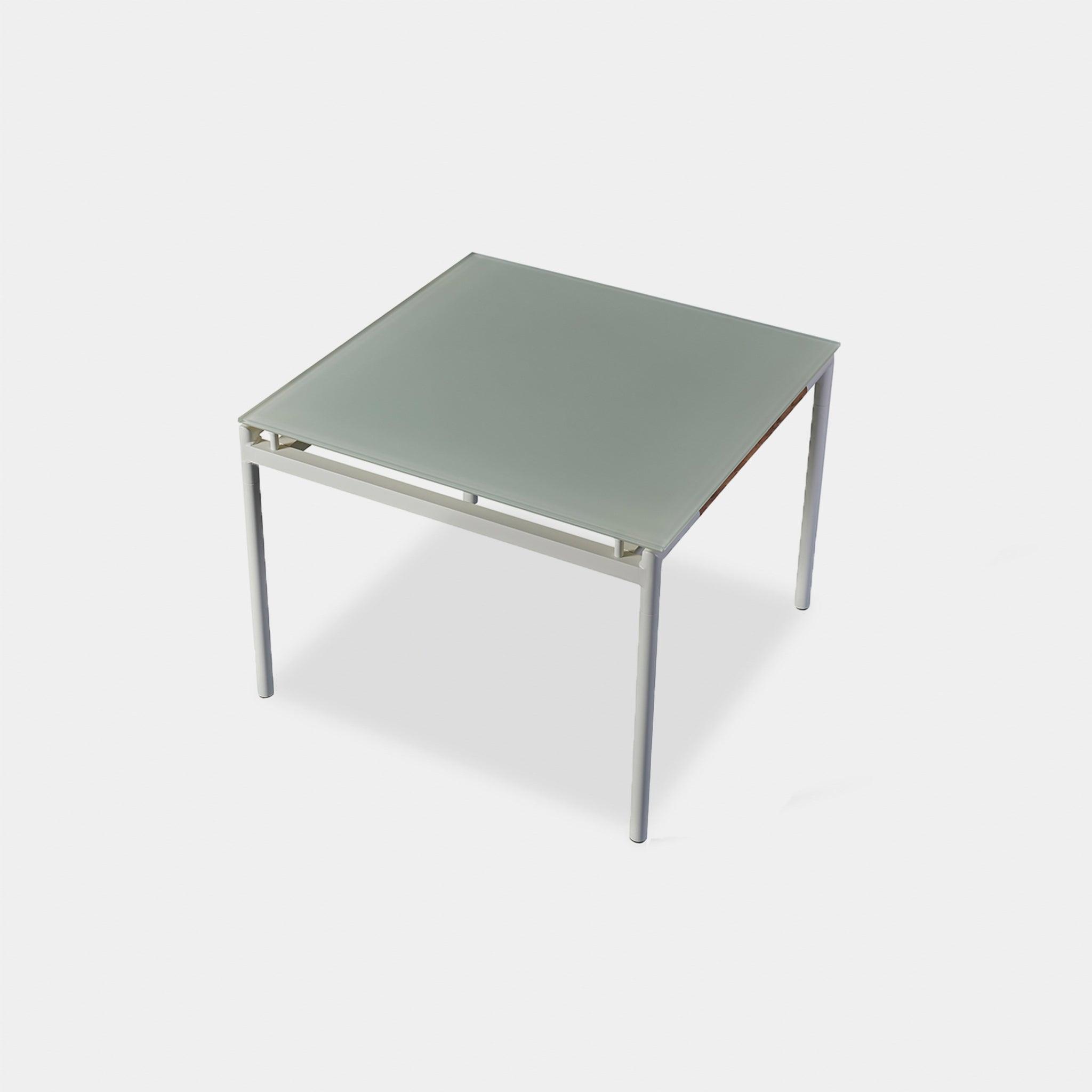 Harbour Breeze Glass Dining Table 39" - Aluminum Asteroid, Glass Taupe