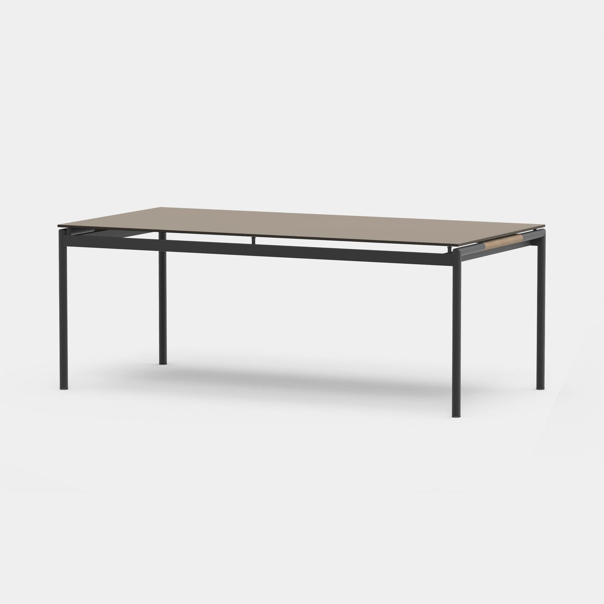 Harbour Breeze Glass Dining Table 79" - Aluminum Asteroid, Glass Taupe