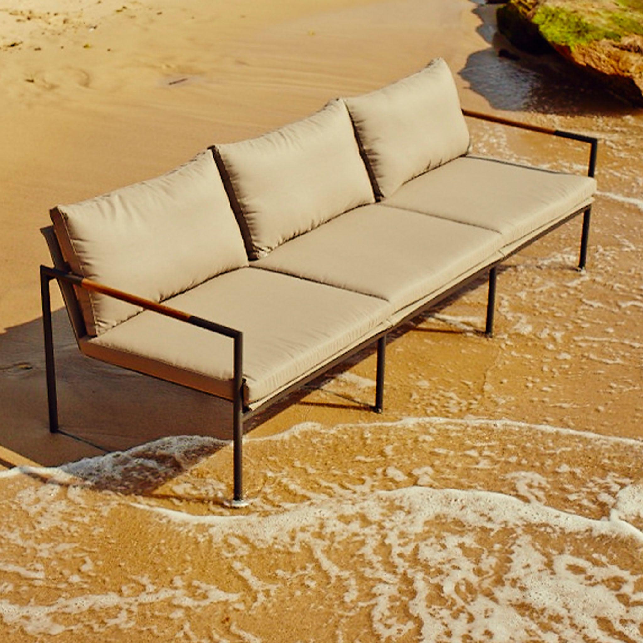 Harbour Breeze 3 Seat Sofa - Aluminum Asteroid, Copacabana Sand, Batyline Silver