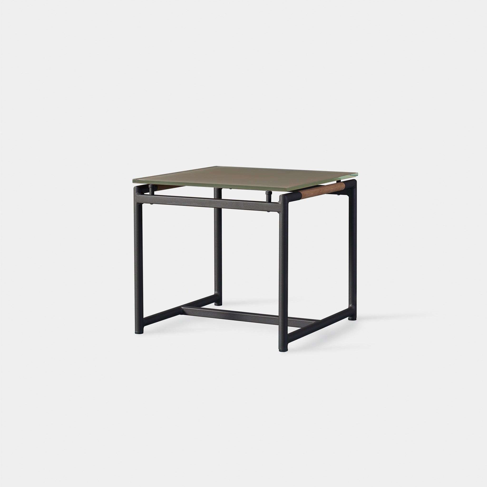 Harbour Breeze Side Table - Aluminum Asteroid, Glass Taupe