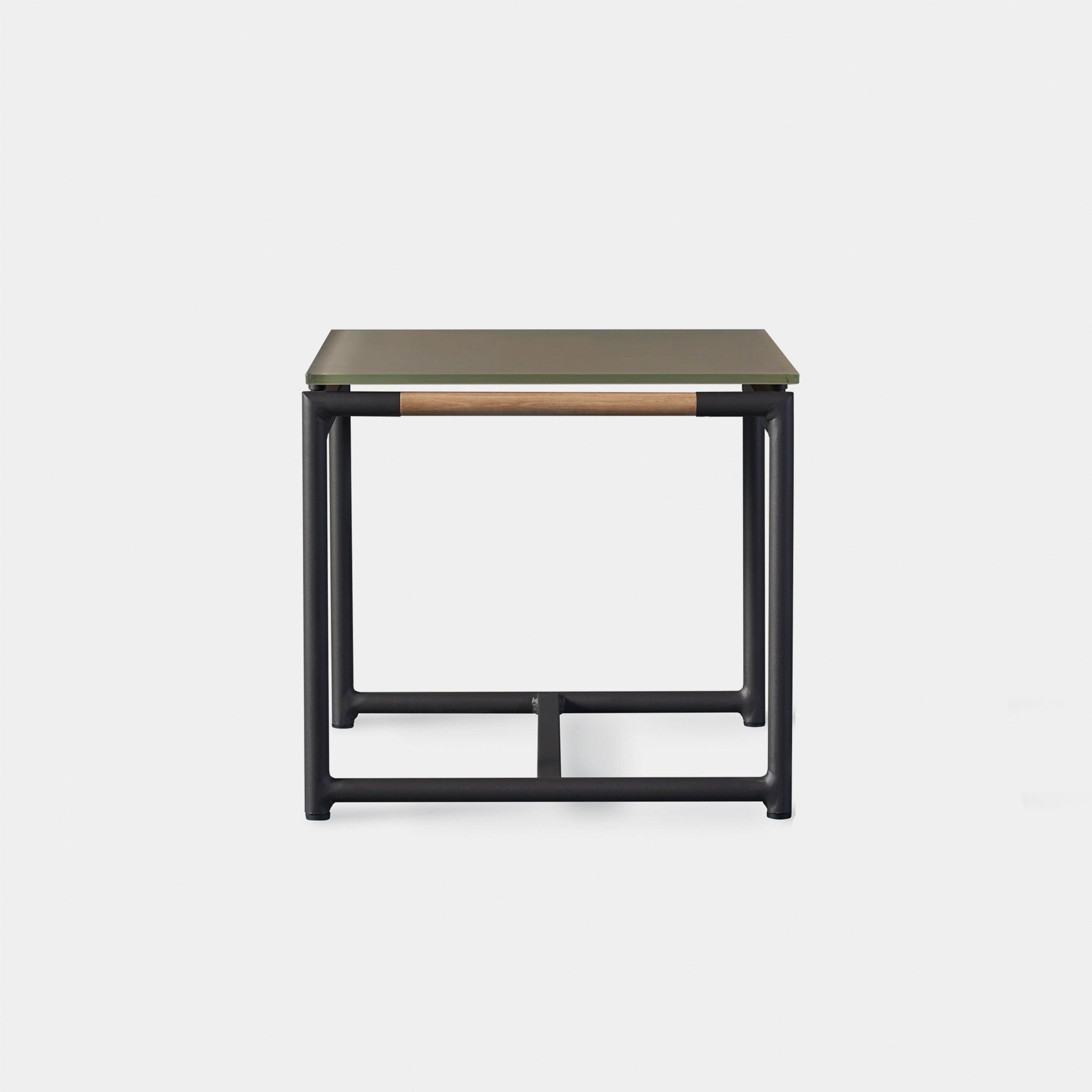 Harbour Breeze Side Table - Aluminum Asteroid, Glass Taupe