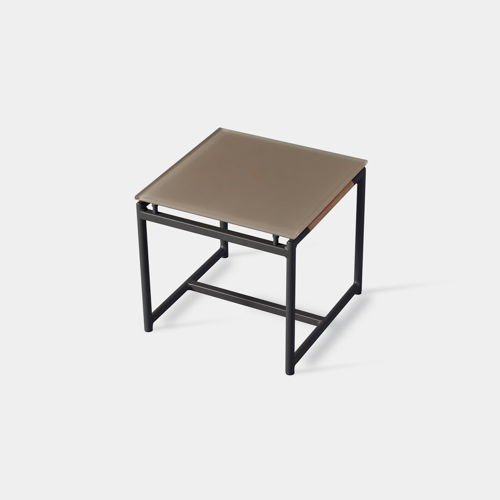 Harbour Breeze Side Table - Aluminum Asteroid, Glass Taupe