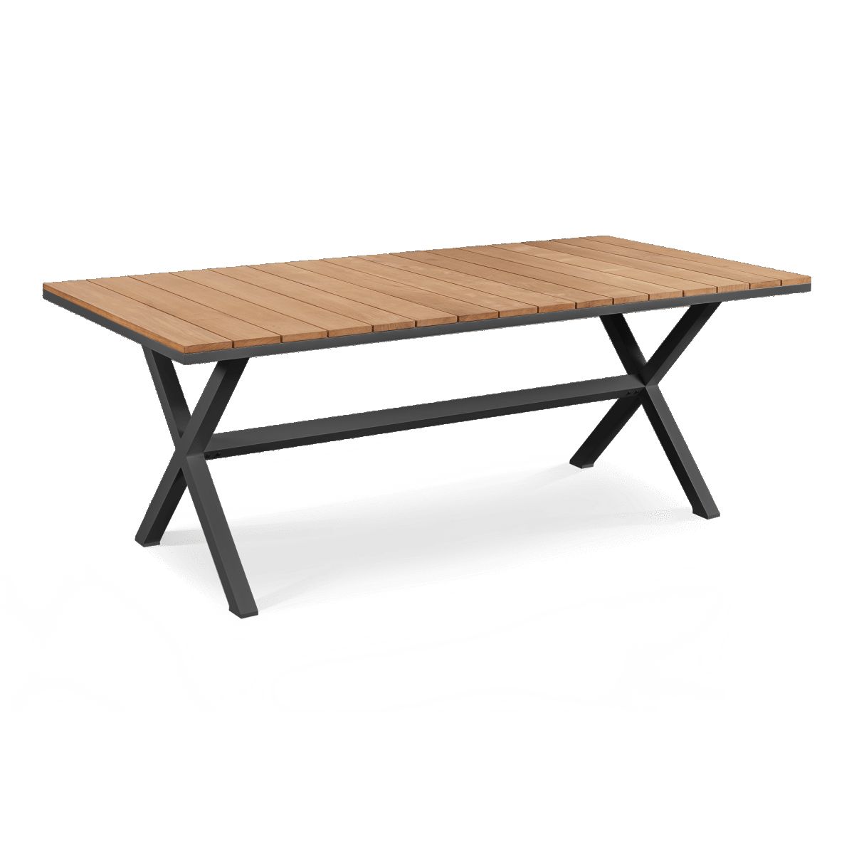 Harbour Coast Dining Table 102" - Aluminum Asteroid, Teak Natural