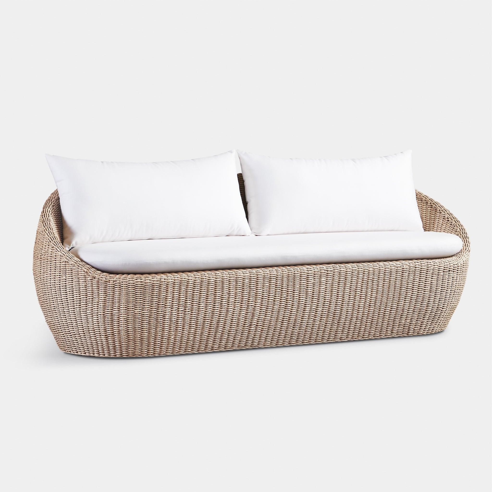 Harbour Cordoba 2 Seat Sofa - Twisted Wicker Oyster, Panama Marble