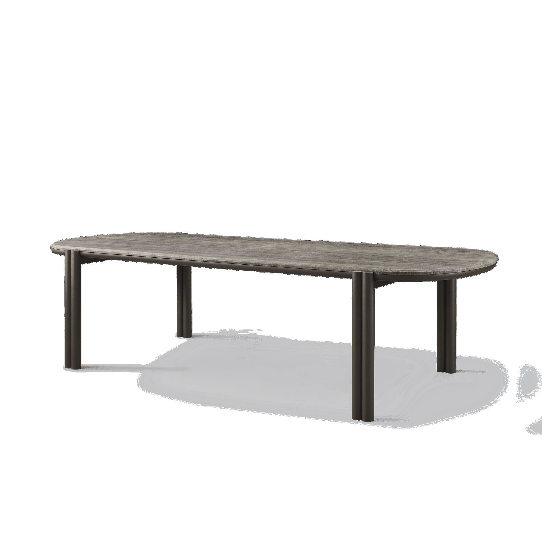 Harbour Cove Aluminum Pill Dining Table - Aluminum Asteroid, Travertine Dark Gray