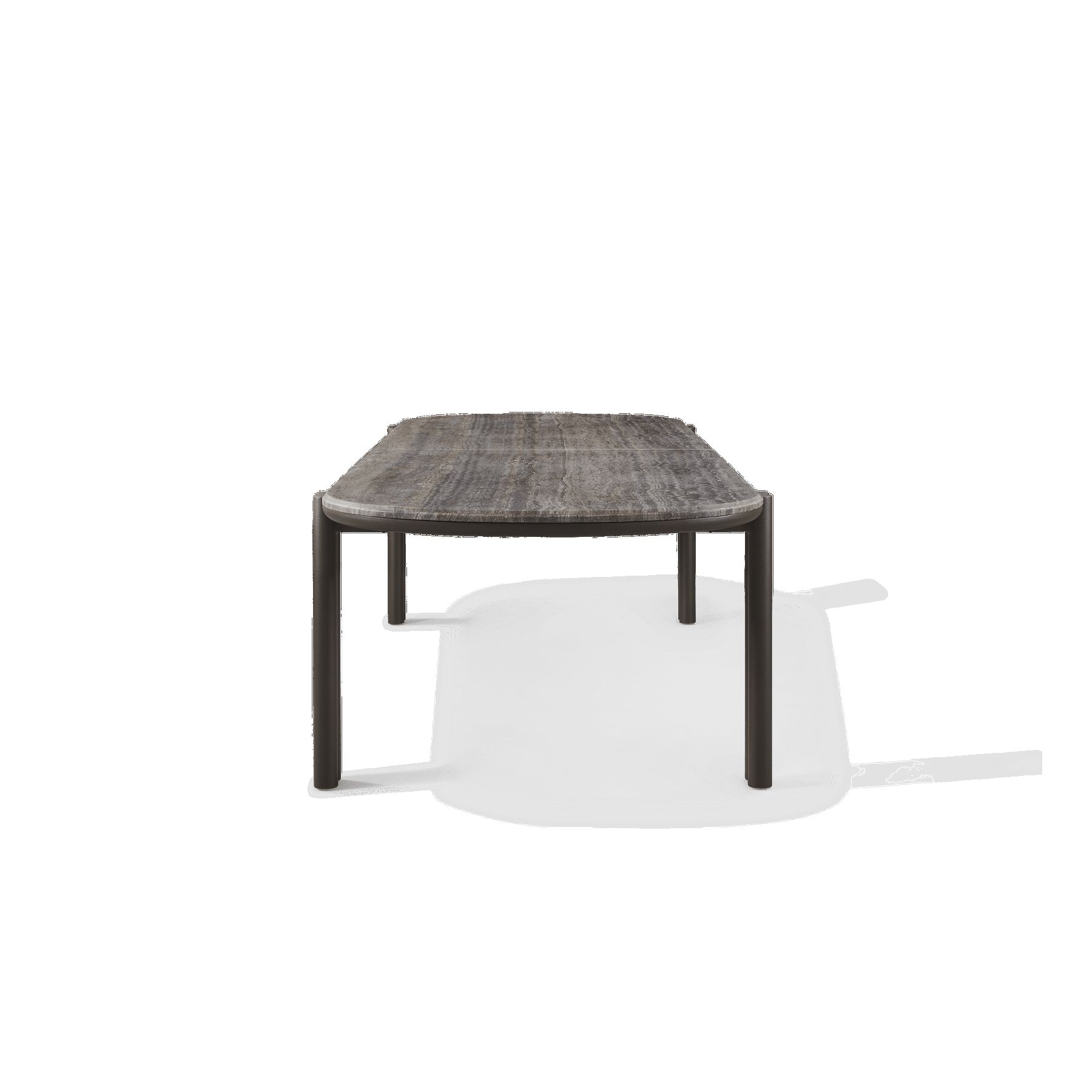 Harbour Cove Aluminum Pill Dining Table - Aluminum Asteroid, Travertine Dark Gray