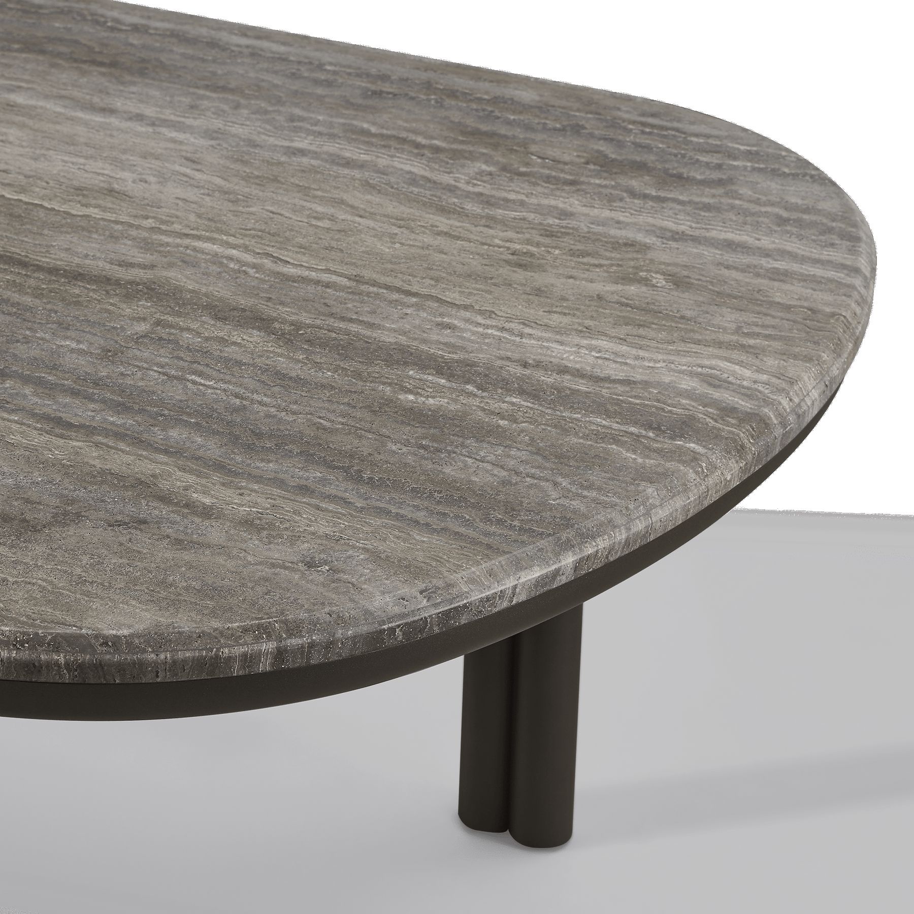 Harbour Cove Aluminum Pill Dining Table - Aluminum Asteroid, Travertine Dark Gray