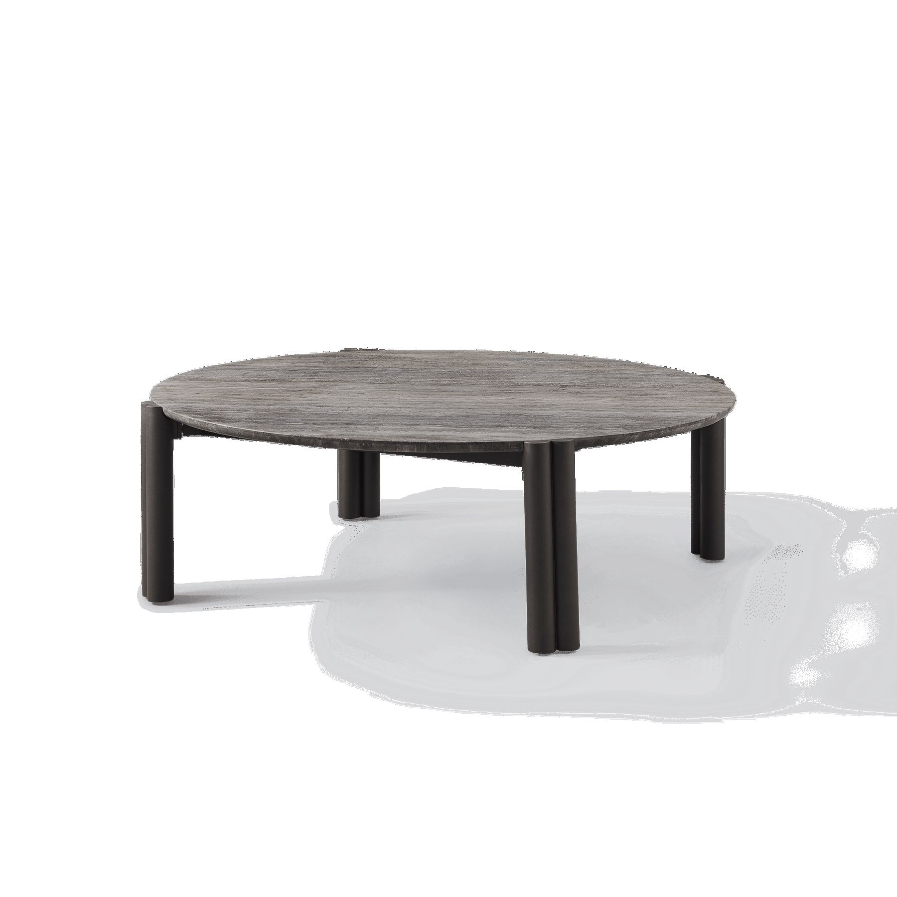 Harbour Cove Aluminum Round Coffee Table - Aluminum Asteroid, Travertine Dark Gray