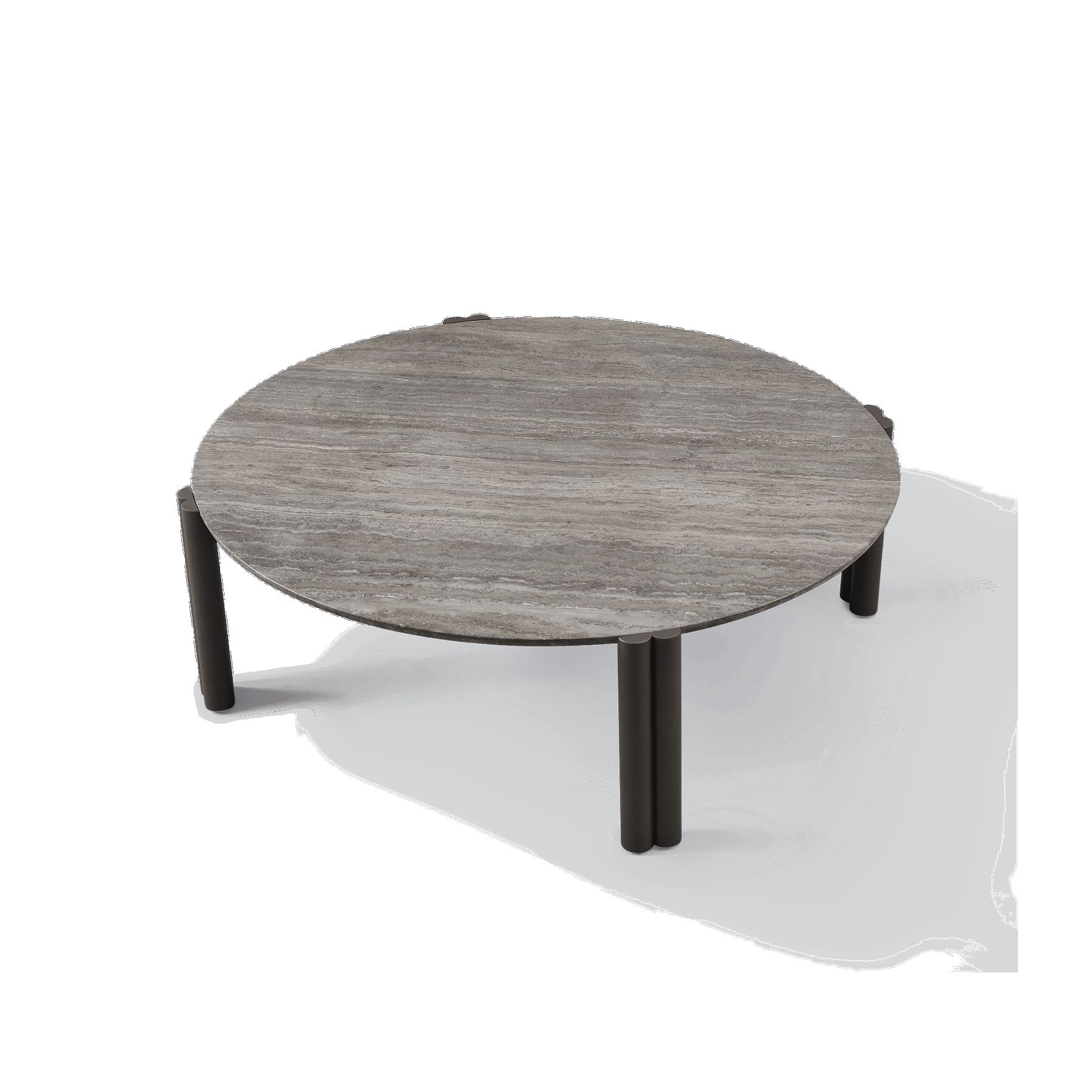 Harbour Cove Aluminum Round Coffee Table - Aluminum Asteroid, Travertine Dark Gray