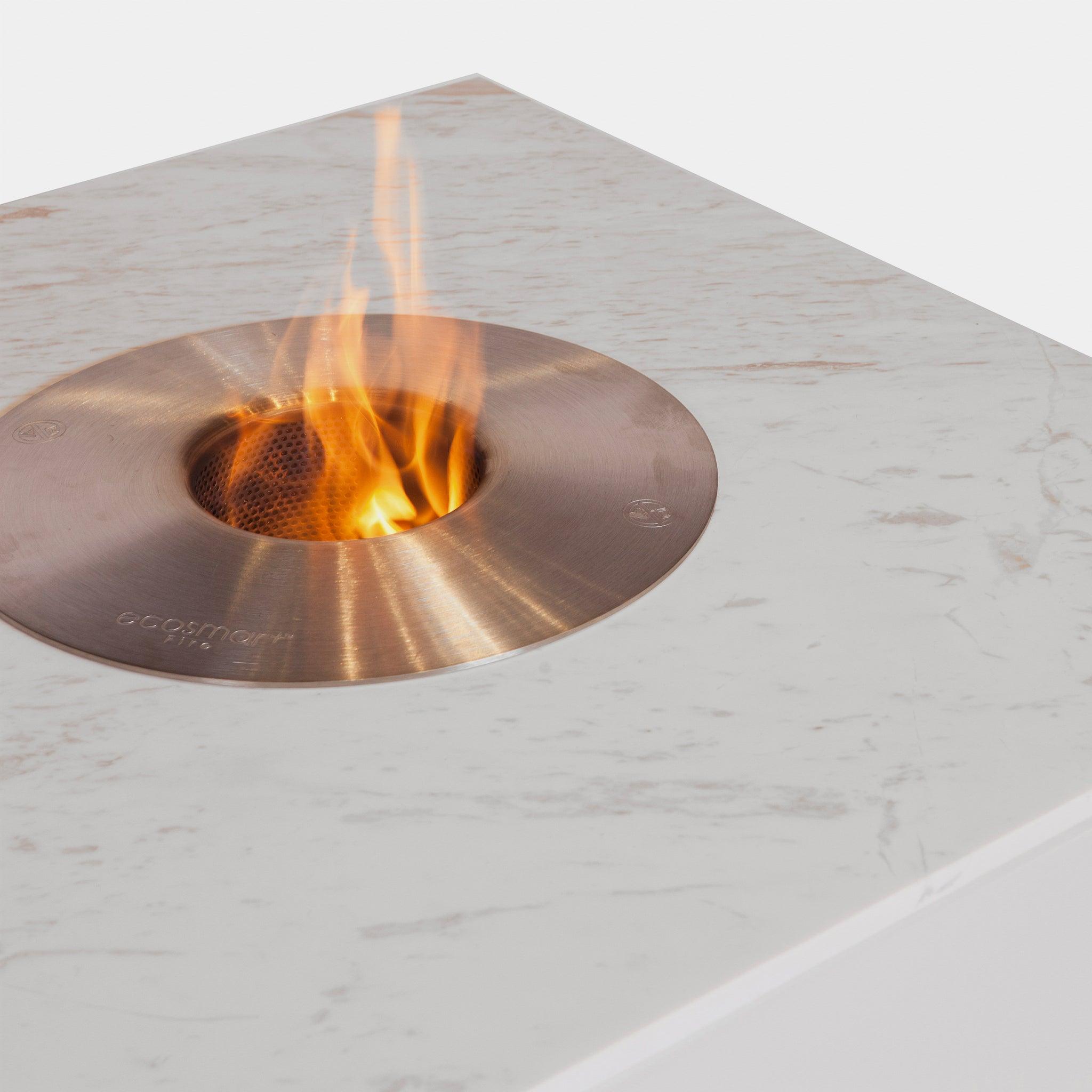 Harbour Fire Burner Coffee Table - Teak Charcoal, Marble White