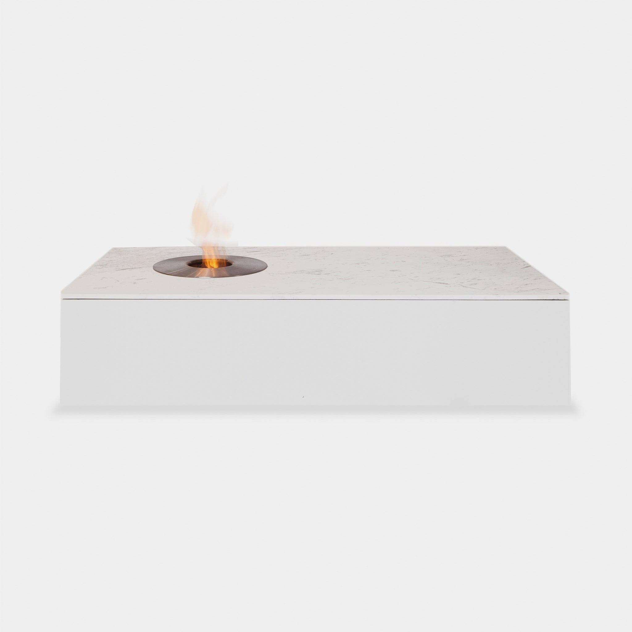 Harbour Fire Burner Coffee Table - Teak Charcoal, Marble White