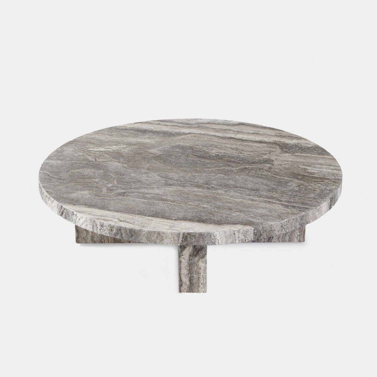 Harbour Florence Round Plank Coffee Table - Chipped Travertine Silver