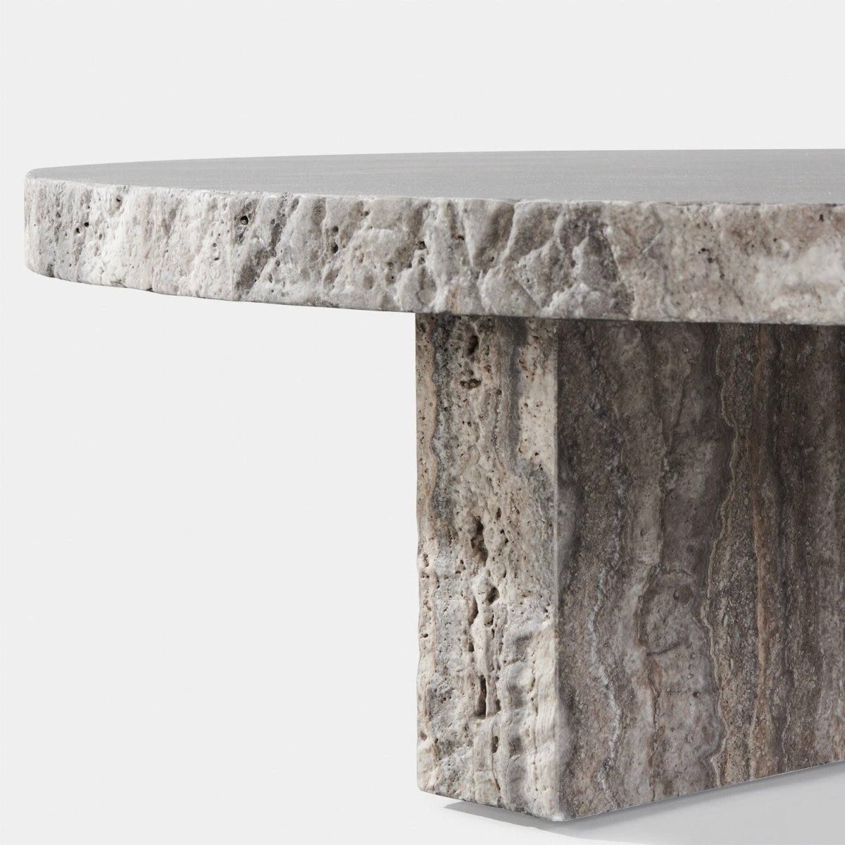 Harbour Florence Round Plank Coffee Table - Chipped Travertine Silver