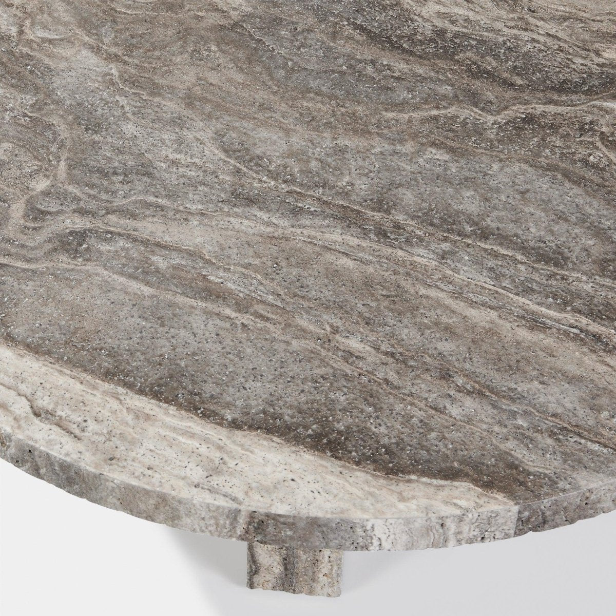 Harbour Florence Round Plank Coffee Table - Chipped Travertine Silver