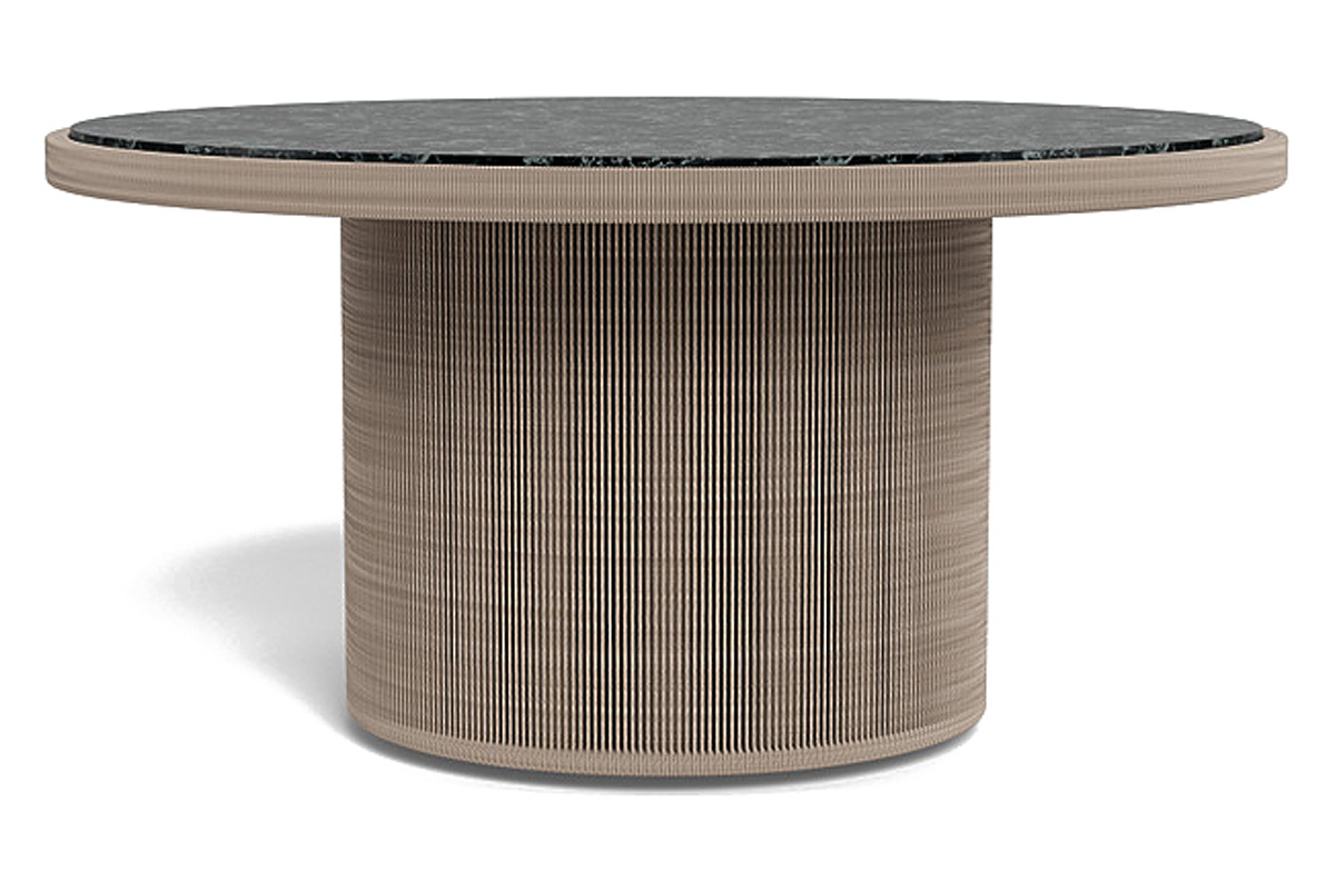 Harbour Formentera Round Dining Table 60" - Twisted Rope Dune, Travertine Natural