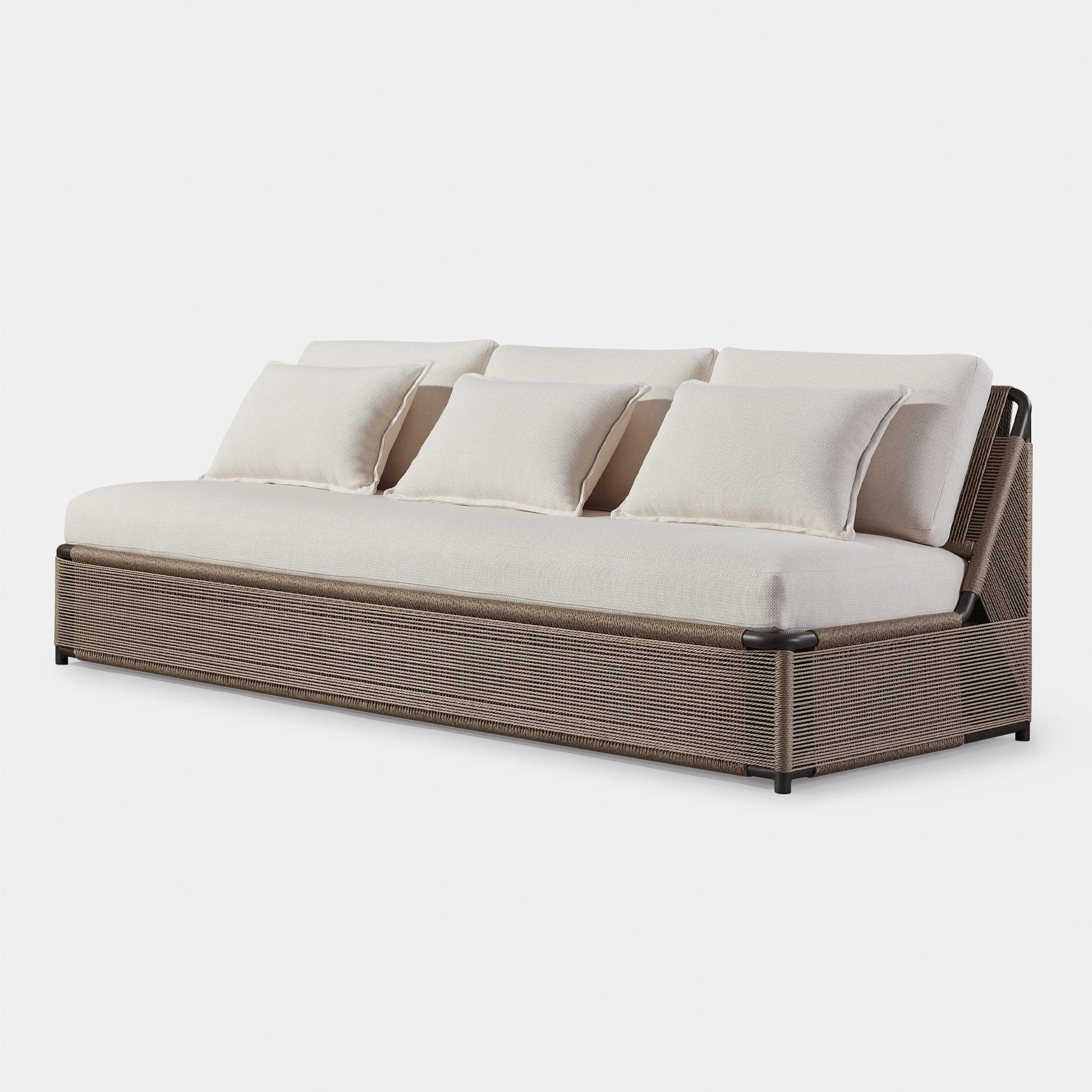 Harbour Formentera 3 Seat Armless Sofa - Aluminum Bronze, Copacabana Sand, Twisted Rope Dune