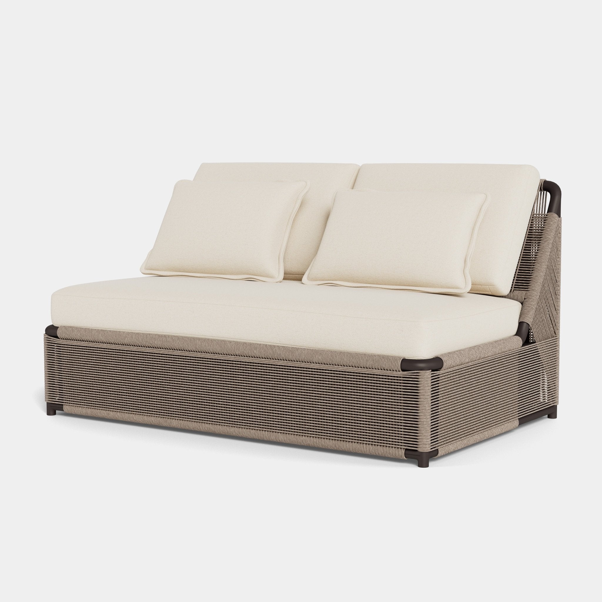 Harbour Formentera 2 Seat Armless Sofa - Aluminum Bronze, Lisos Grafito, Twisted Rope Dune