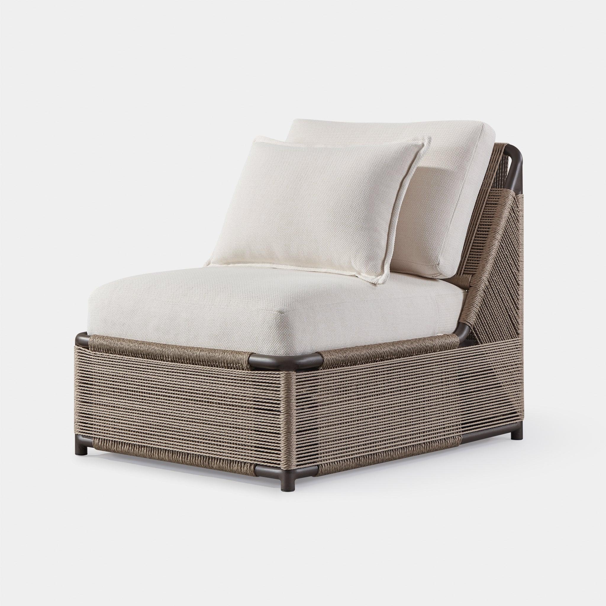 Harbour Formentera Easy Chair - Aluminum Bronze, Panama Blanco, Twisted Rope Dune