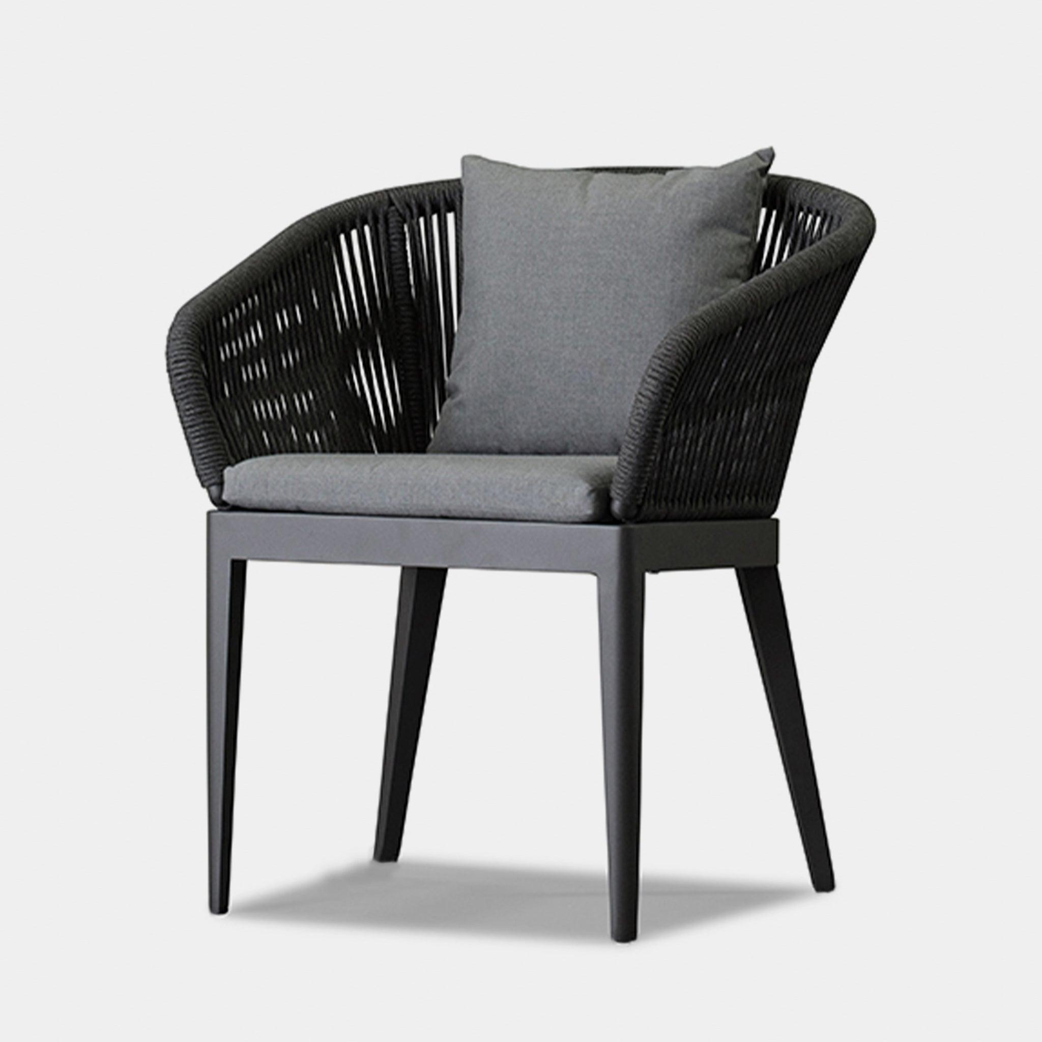 Harbour Hamilton Dining Chair - Aluminum Asteroid, Siesta Indigo, Rope Dark Gray