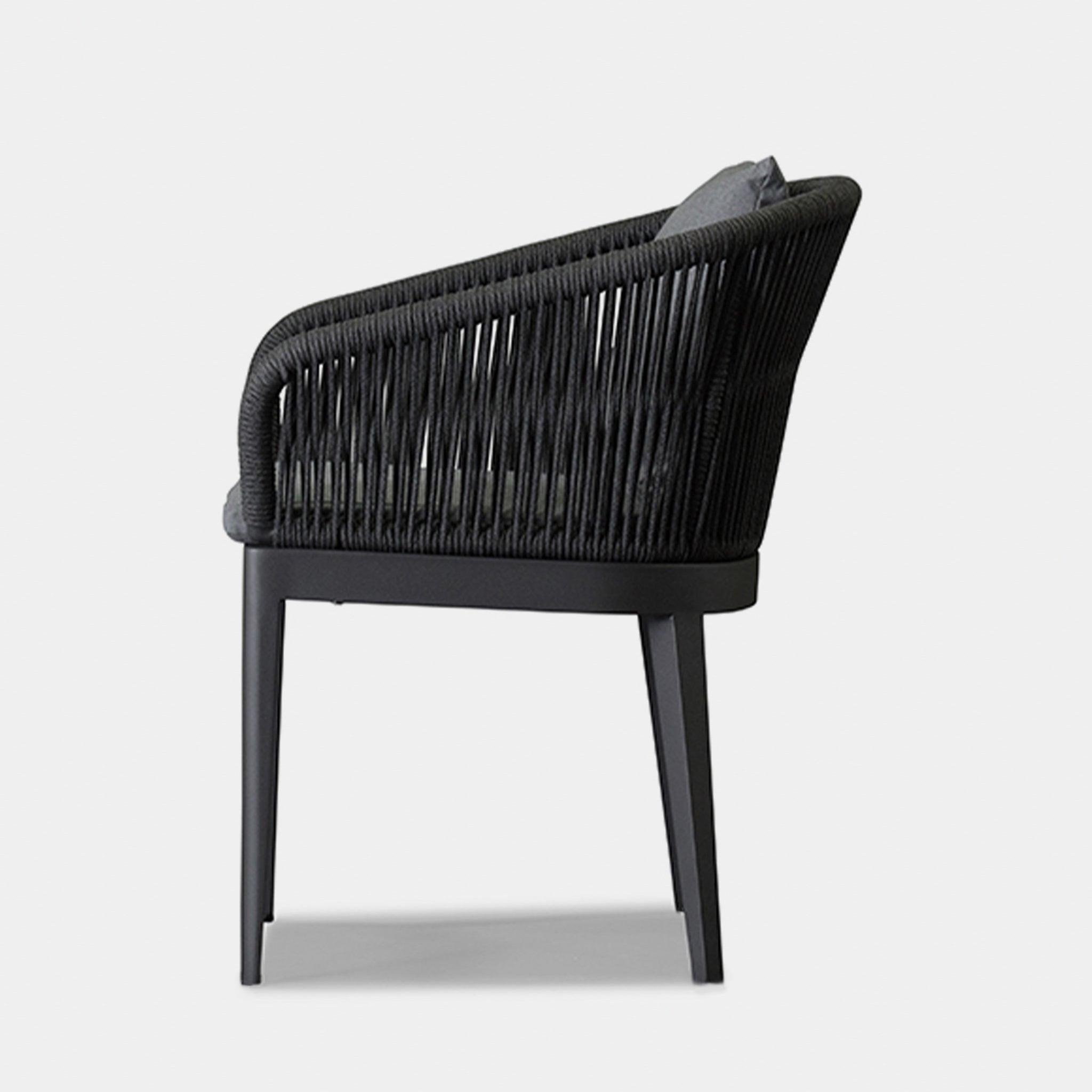 Harbour Hamilton Dining Chair - Aluminum Asteroid, Siesta Indigo, Rope Dark Gray