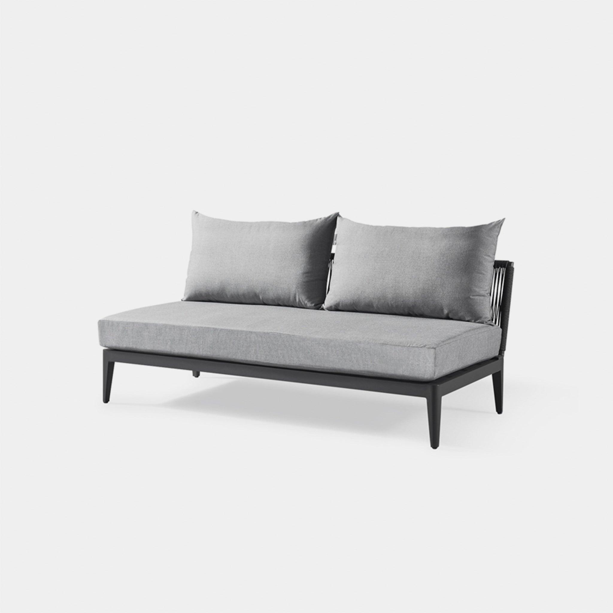 Harbour Hamilton 2 Seat Armless Sofa - Aluminum Asteroid, Lisos Grafito, Rope Dark Gray