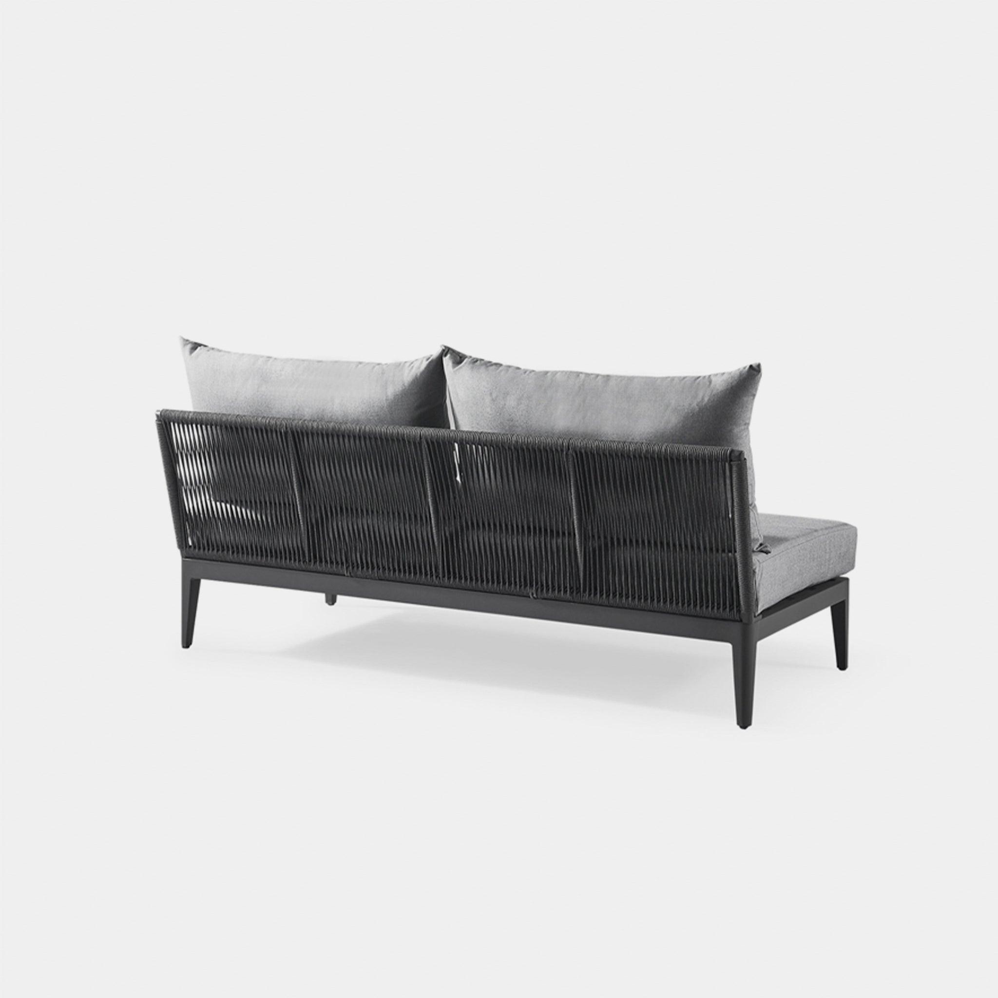 Harbour Hamilton 2 Seat Armless Sofa - Aluminum Asteroid, Lisos Grafito, Rope Dark Gray