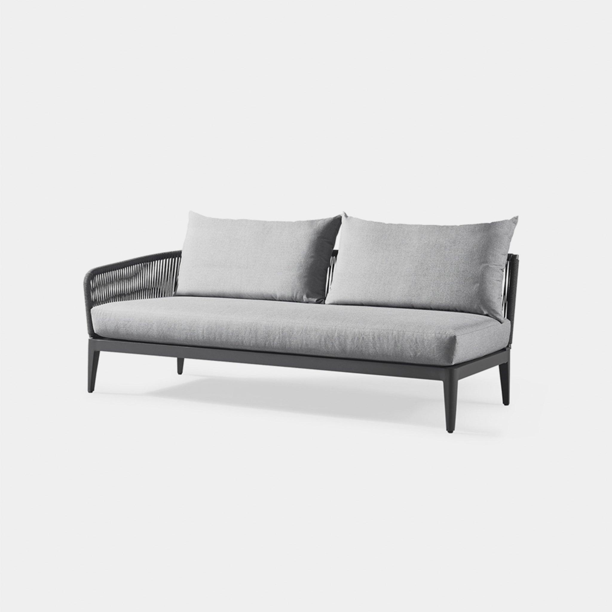 Harbour Hamilton 2 Seat 1 Arm Left - Aluminum Asteroid, Siesta Indigo, Rope Dark Gray